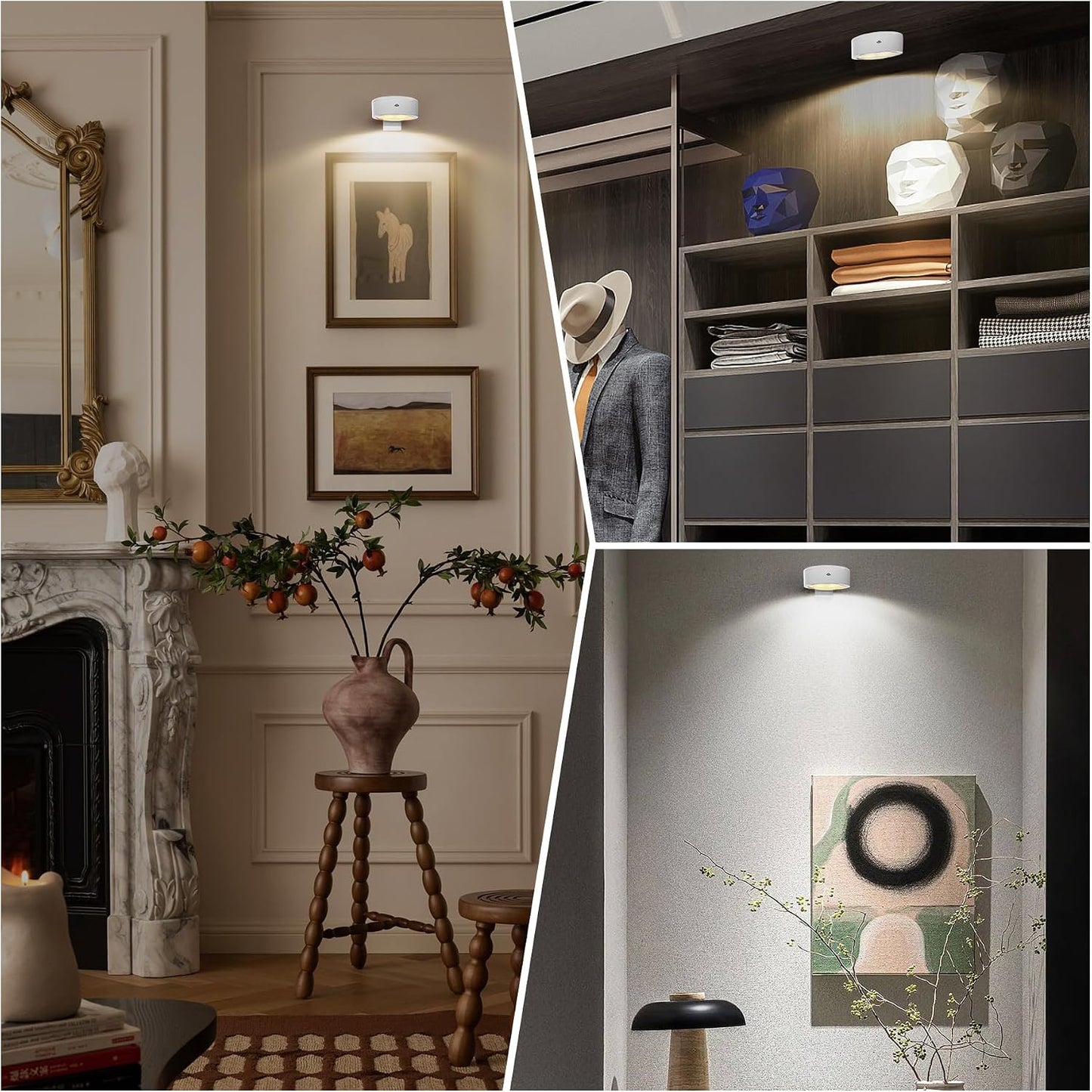 Xuolder Battery Operated Picture Lights Remote Wireless Magnetic Home Decor | 3-Pack Painting Light with 3 Lighting