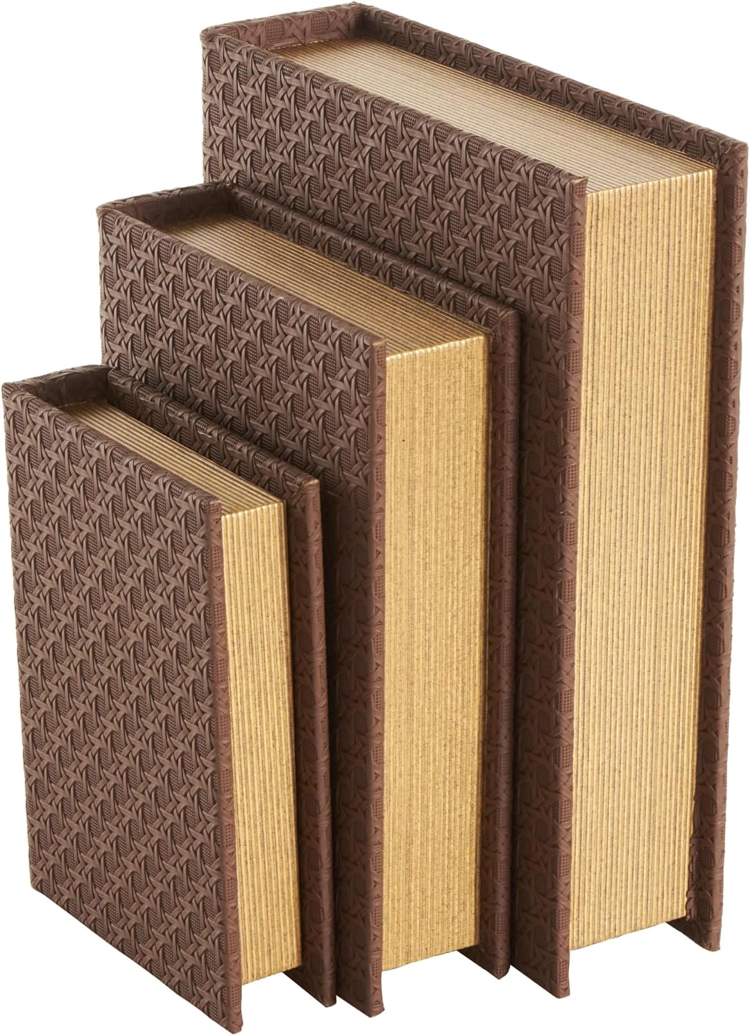 Faux Leather Decorative Box Book Shaped Book Shaped / Brown / 12", 10", 8"H / 8 Inch / Set of 3