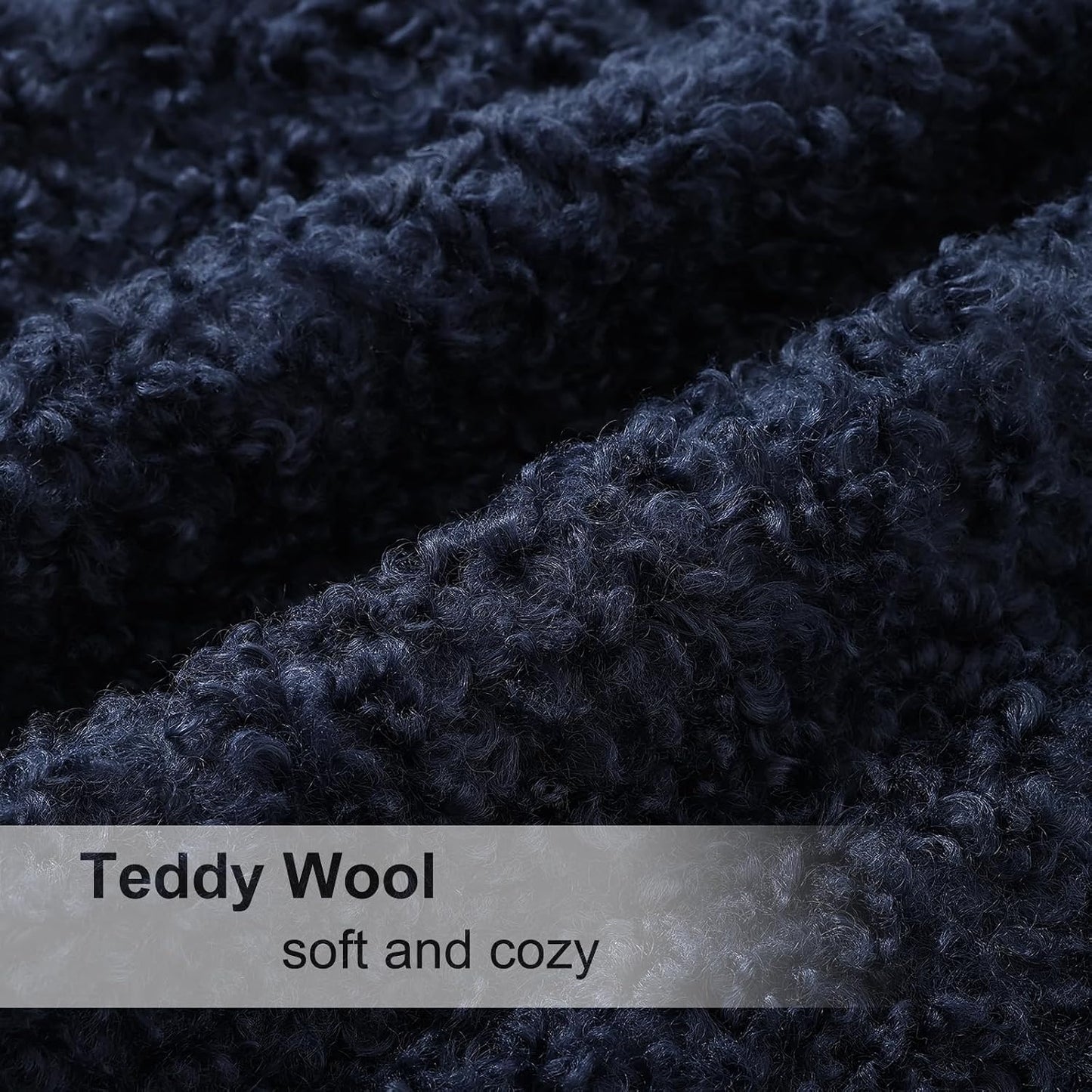 Faux Fur Decorative Sherpa Pillow Covers Fuzzy Accent Soft / Navy Blue / 18 x 18 / Set of 2