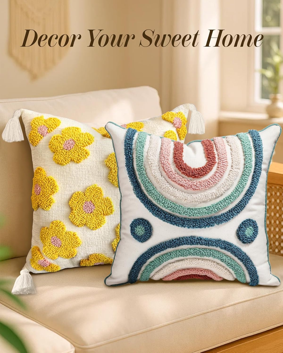 Throw Pillow Covers / Two Rainbow / 18 x 18