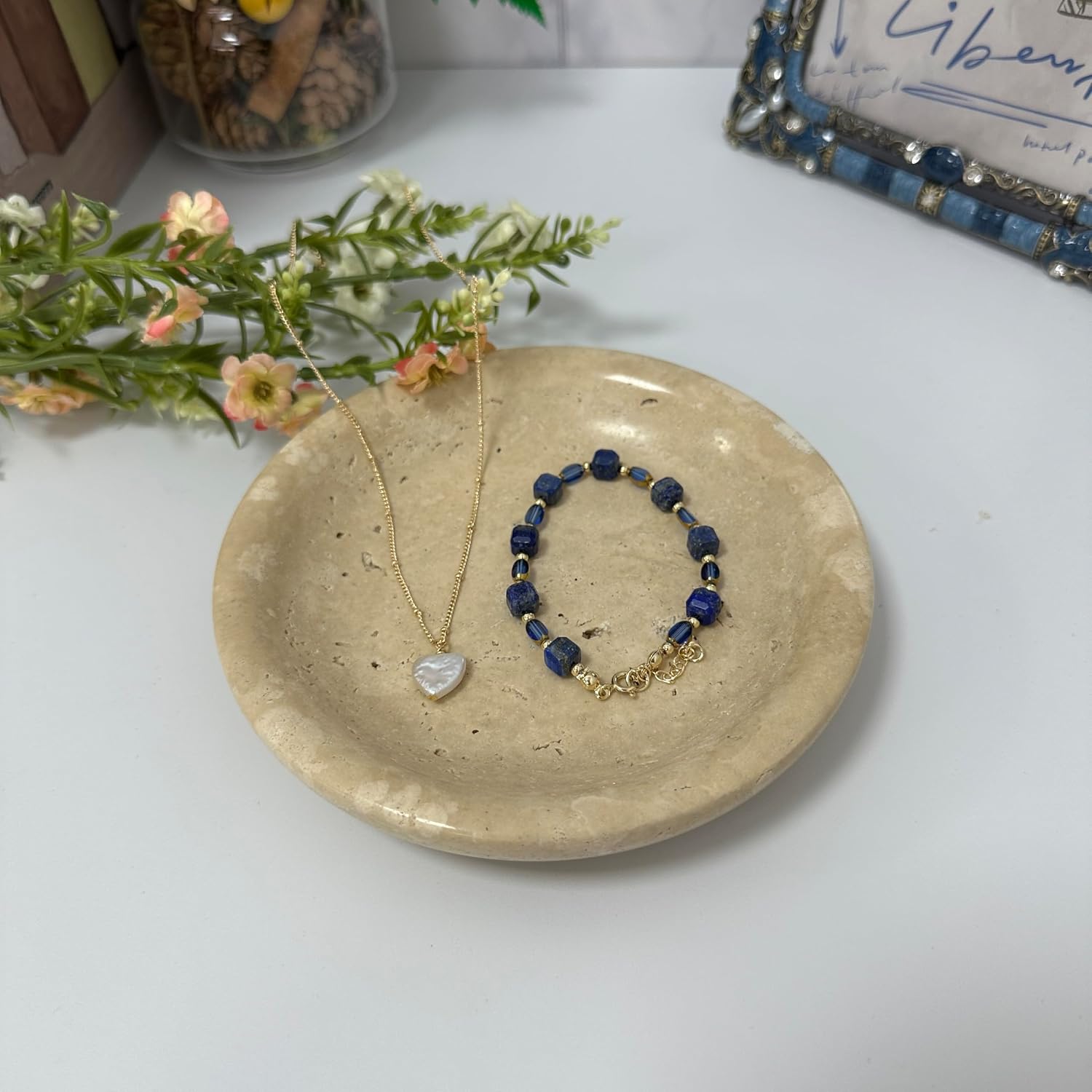 5.5" Ring Holder Tray / Beige Travertine