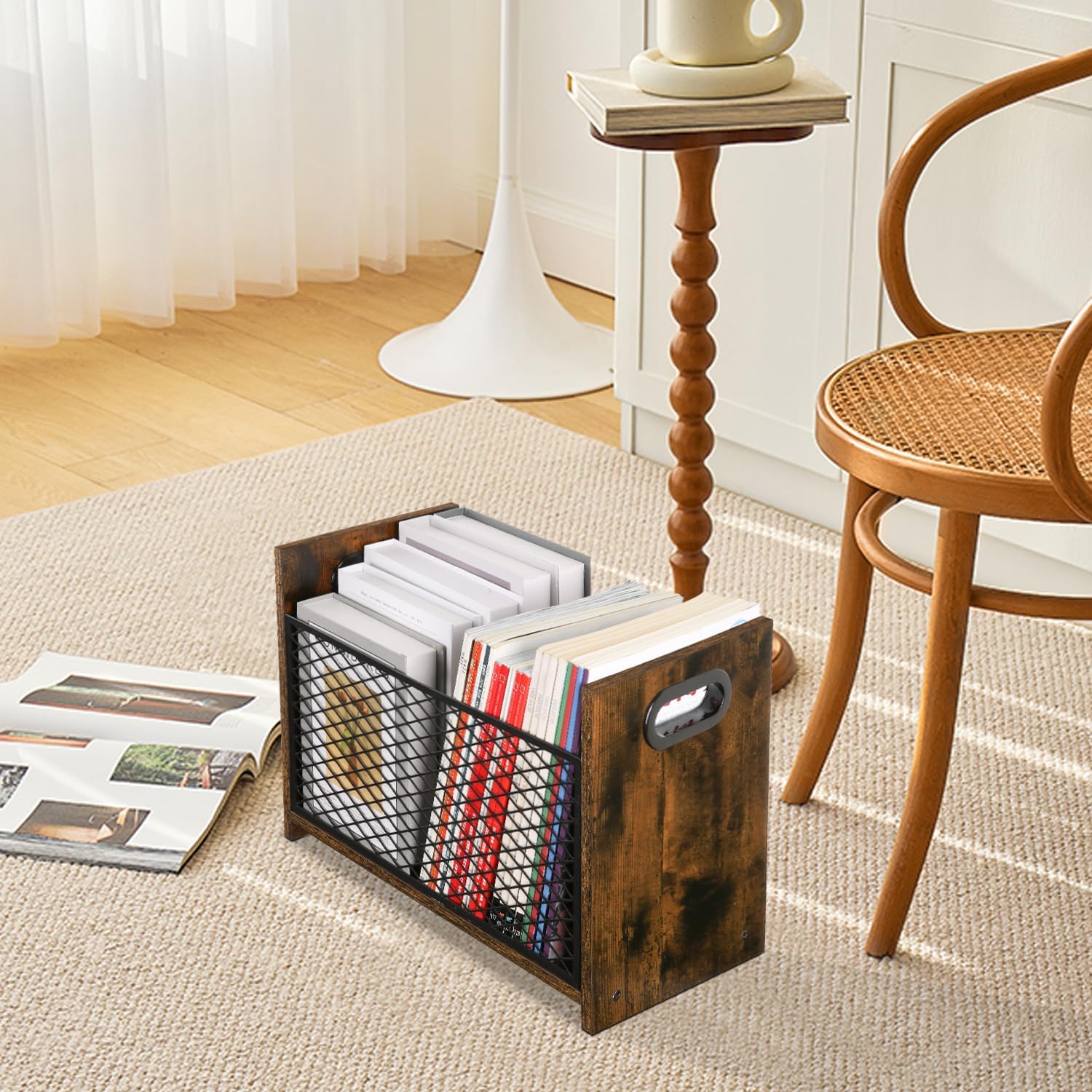 YINMIT Magazine Holder, Magazine Rack for Desktop and Home Office, Farmhouse File Storage Basket for Letters