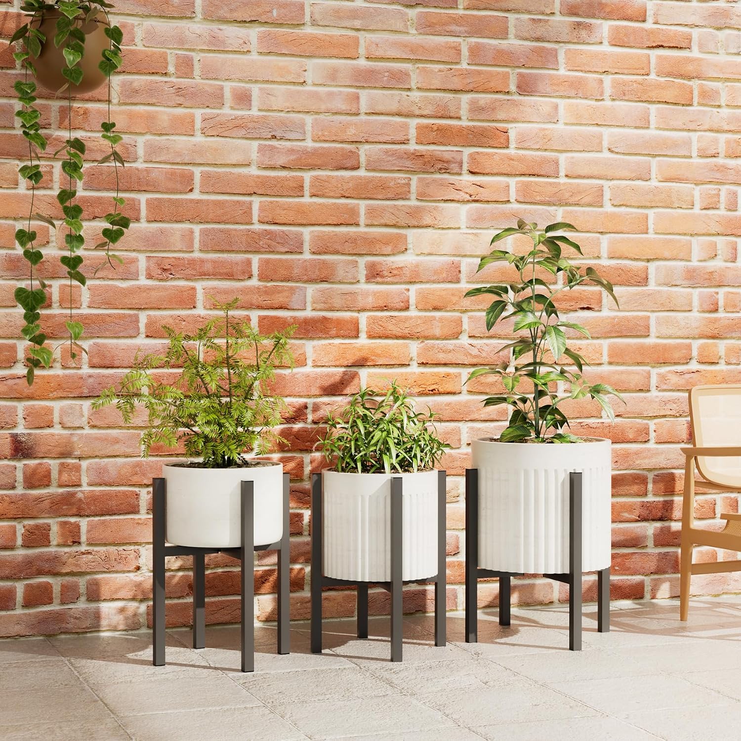 Linpla 2-Pack Adjustable Metal Plant Stand Indoor Outdoor - Fits 8 to 12 Inches Pots - Mid Century Modern Planter Stand
