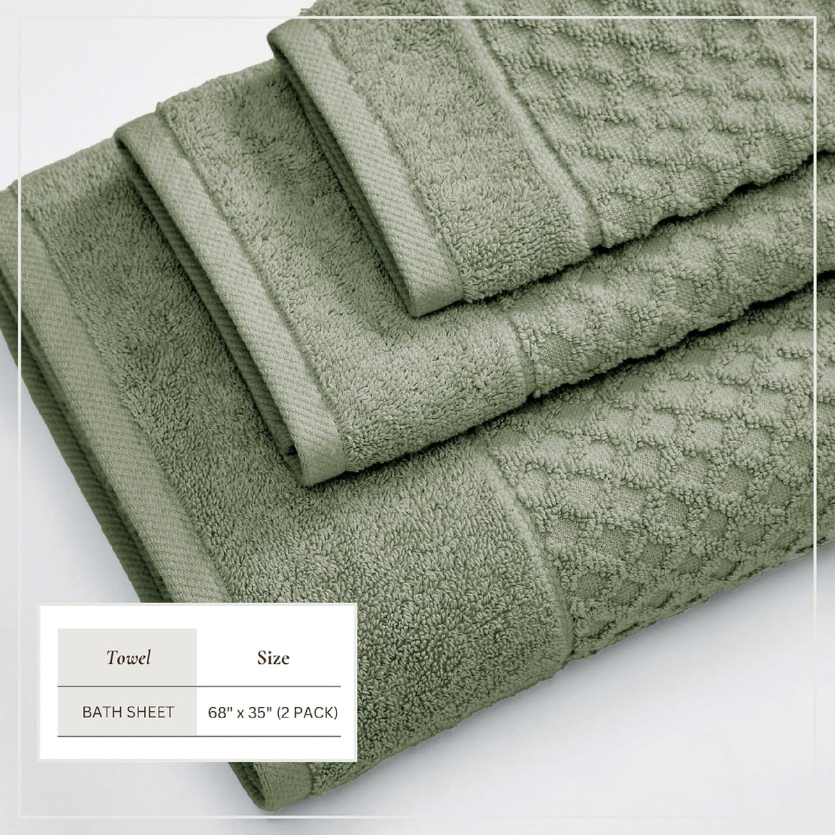 Great Bay Home Oversized Bath Sheets - 100% Cotton 2 Pack 68x35 Extra Large Towel - Absorbent, Durable, Quick-Dry
