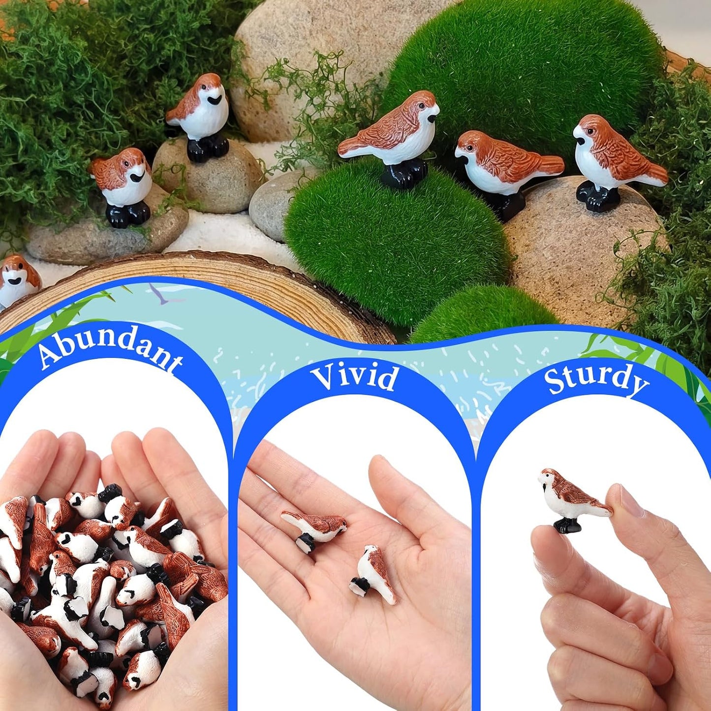 Tiny Resin Birds Statues Bulk Decorative Pigeons Figurines / 1 Inch / Set of 50