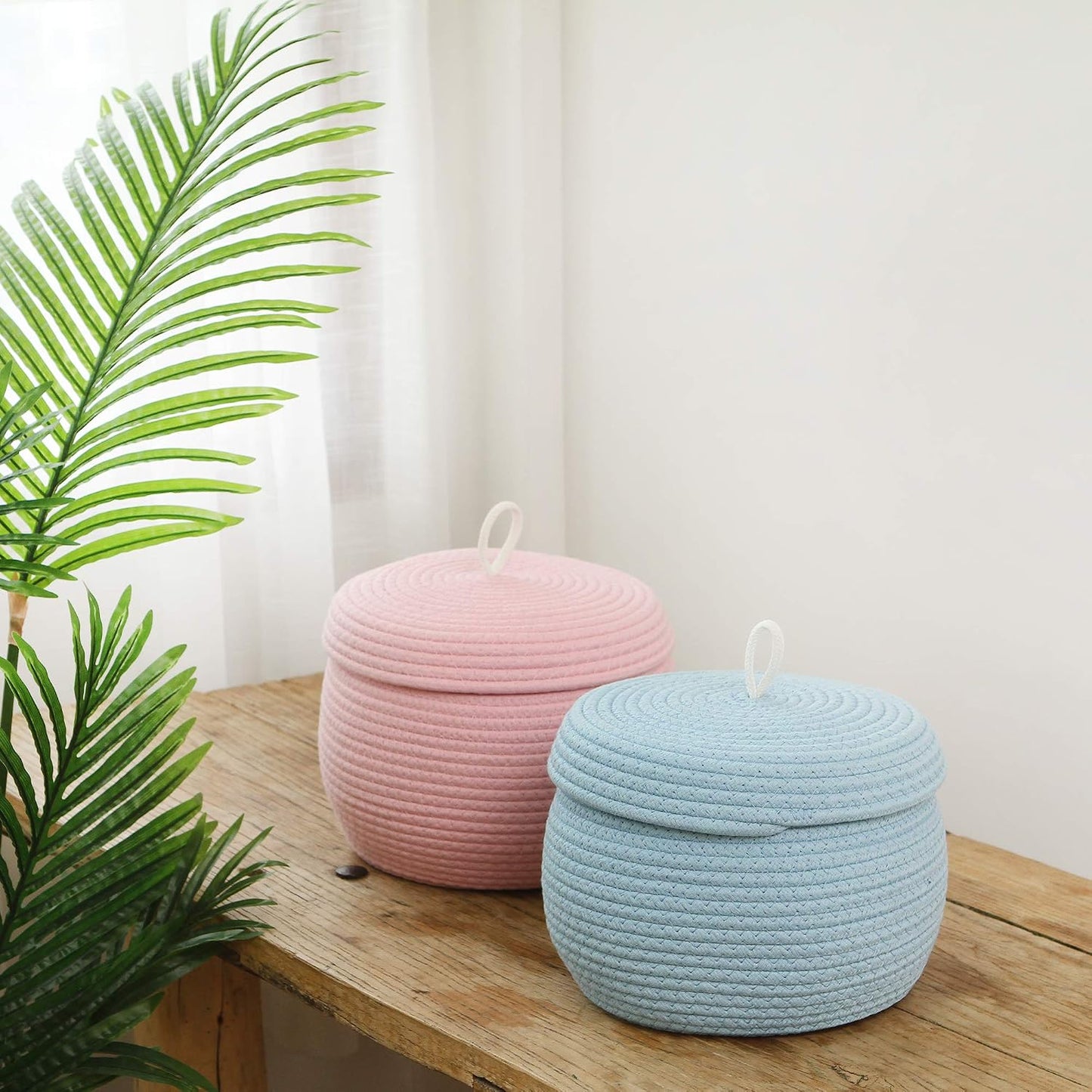 Decorative Woven Storage Bin / Small / Blue