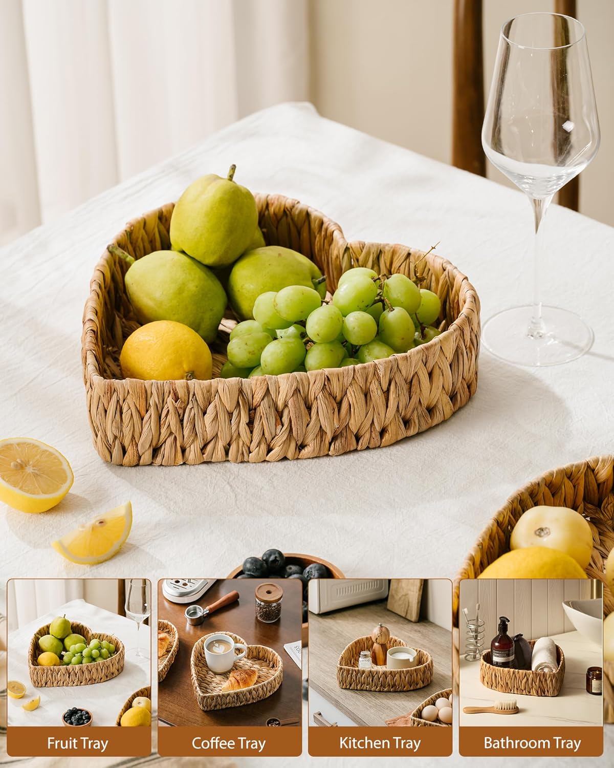 2-Piece Handmade Rattan Nesting Trays for Food
