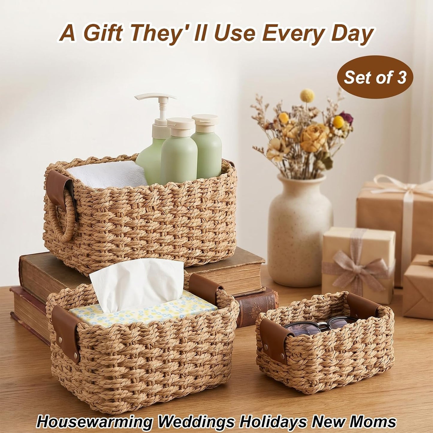 3 Piece Woven Storage Basket Set