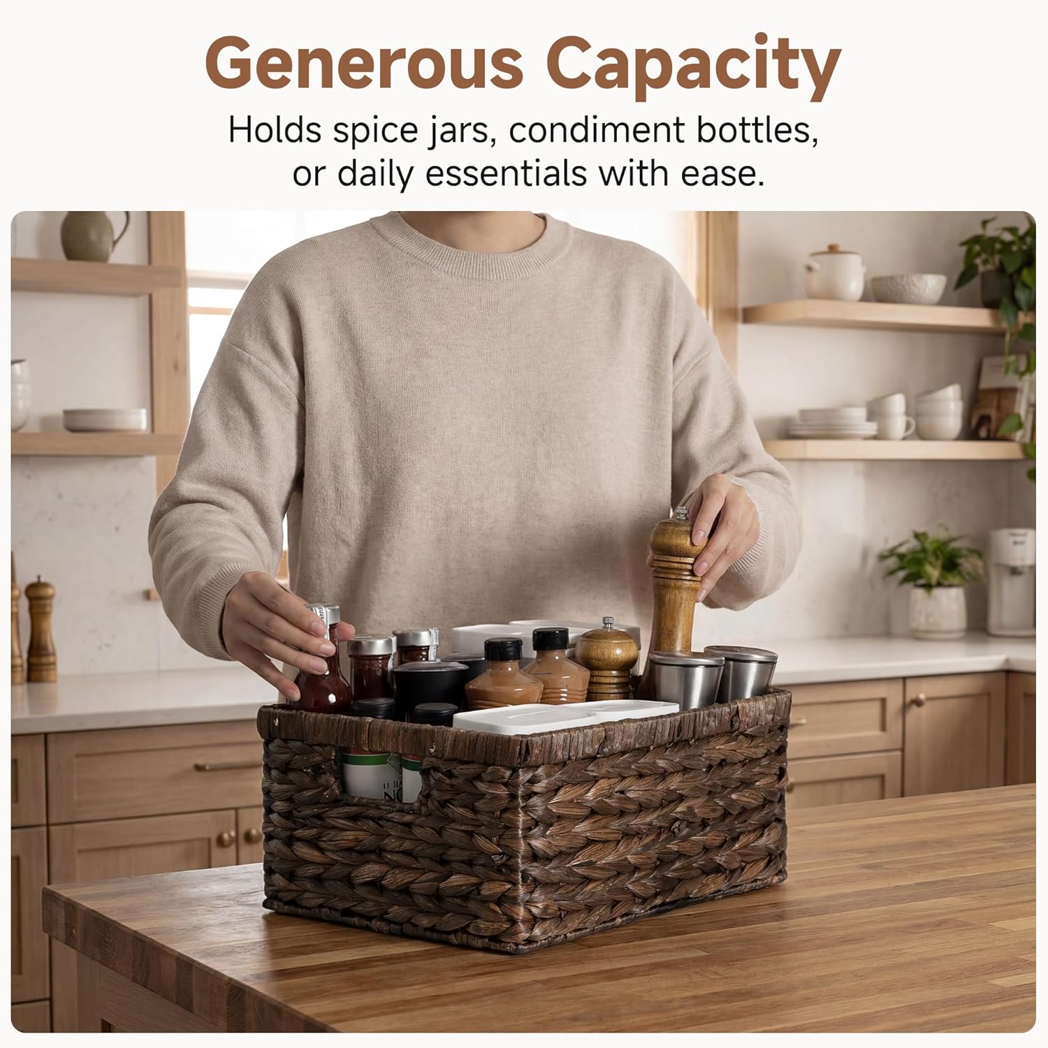 Wicker Shelf Baskets for Organizing / Brown