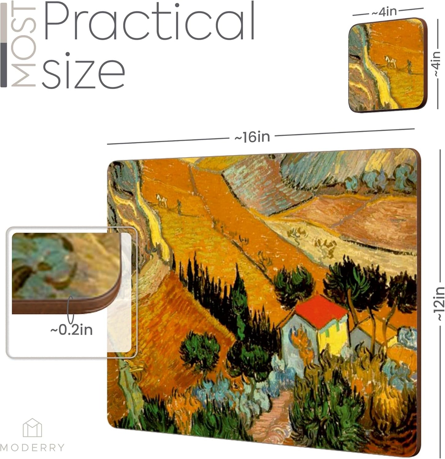 Heat Resistant Cork Placemats for Dining Table / Set of 4