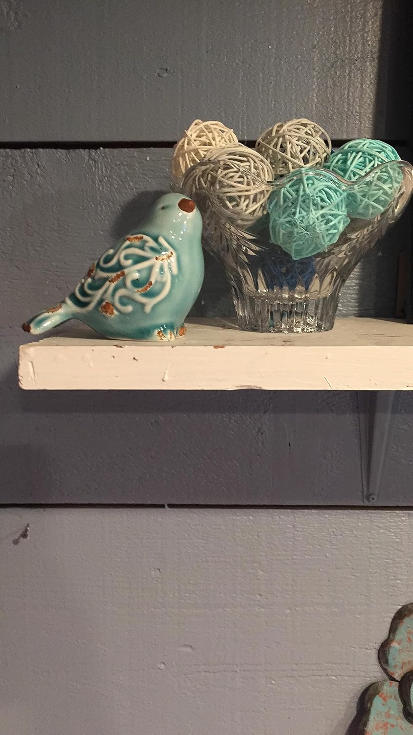 Distressed Finish Ceramic Bird Figurine Home Decor / 4.5 Inches Long x 3.5 Inches Tall / Set of 3