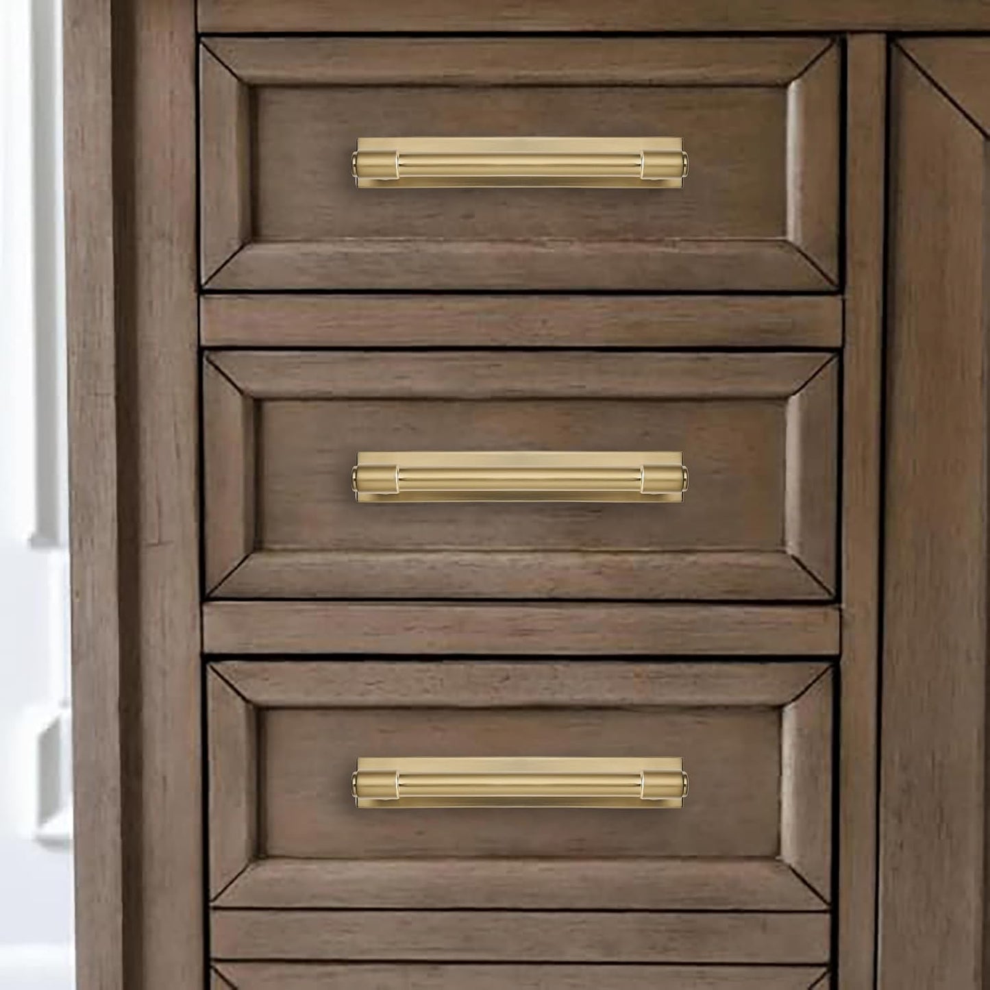 5 Pack 5 inch (128 mm) Center to Center Brushed Gold Cabinet Pull Backplate with Base Plate Zinc Solid Brushed Brass
