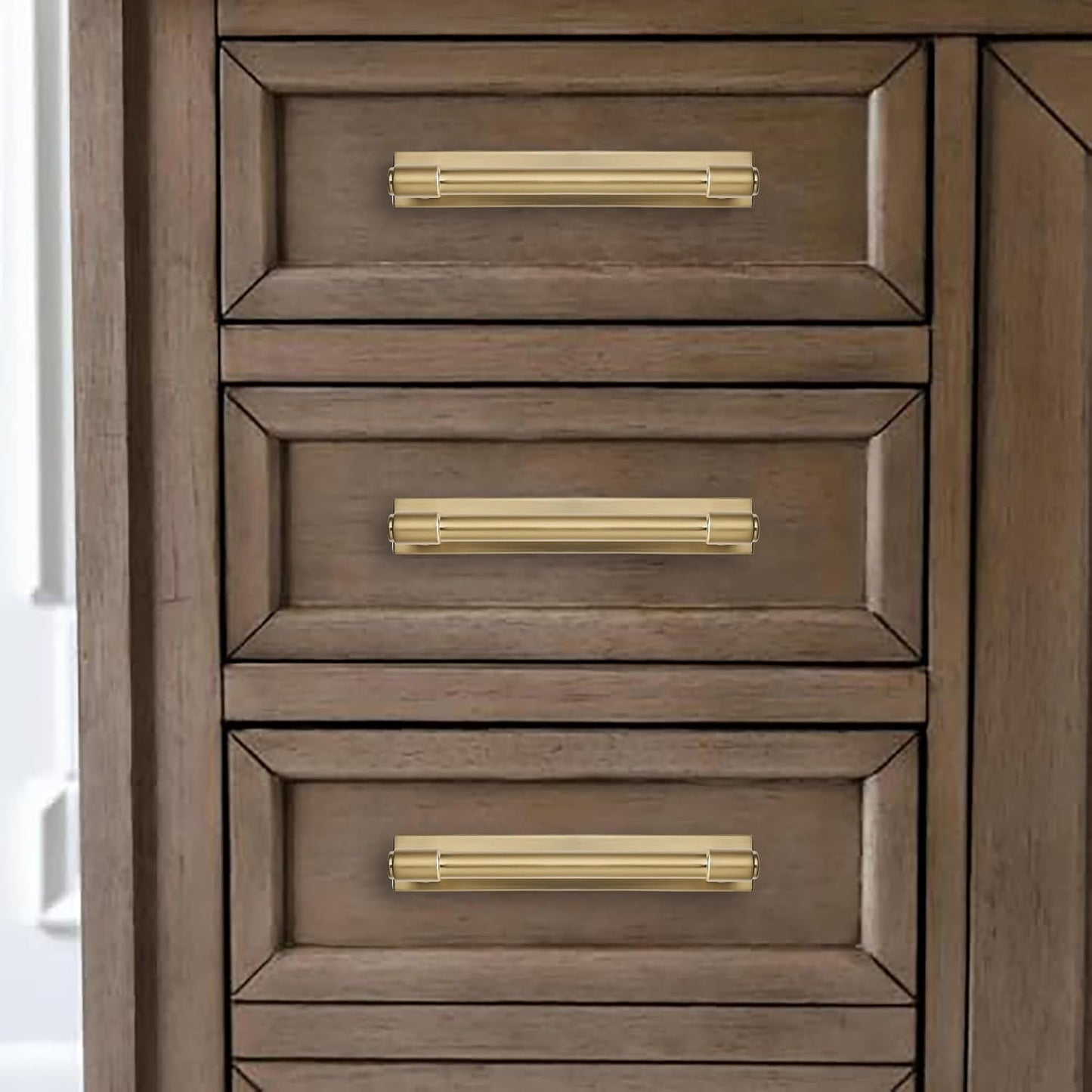 5 Pack 5 inch (128 mm) Center to Center Champagne Bronze Cabinet Pull Backplate with Base Plate Zinc Solid Satin Brass