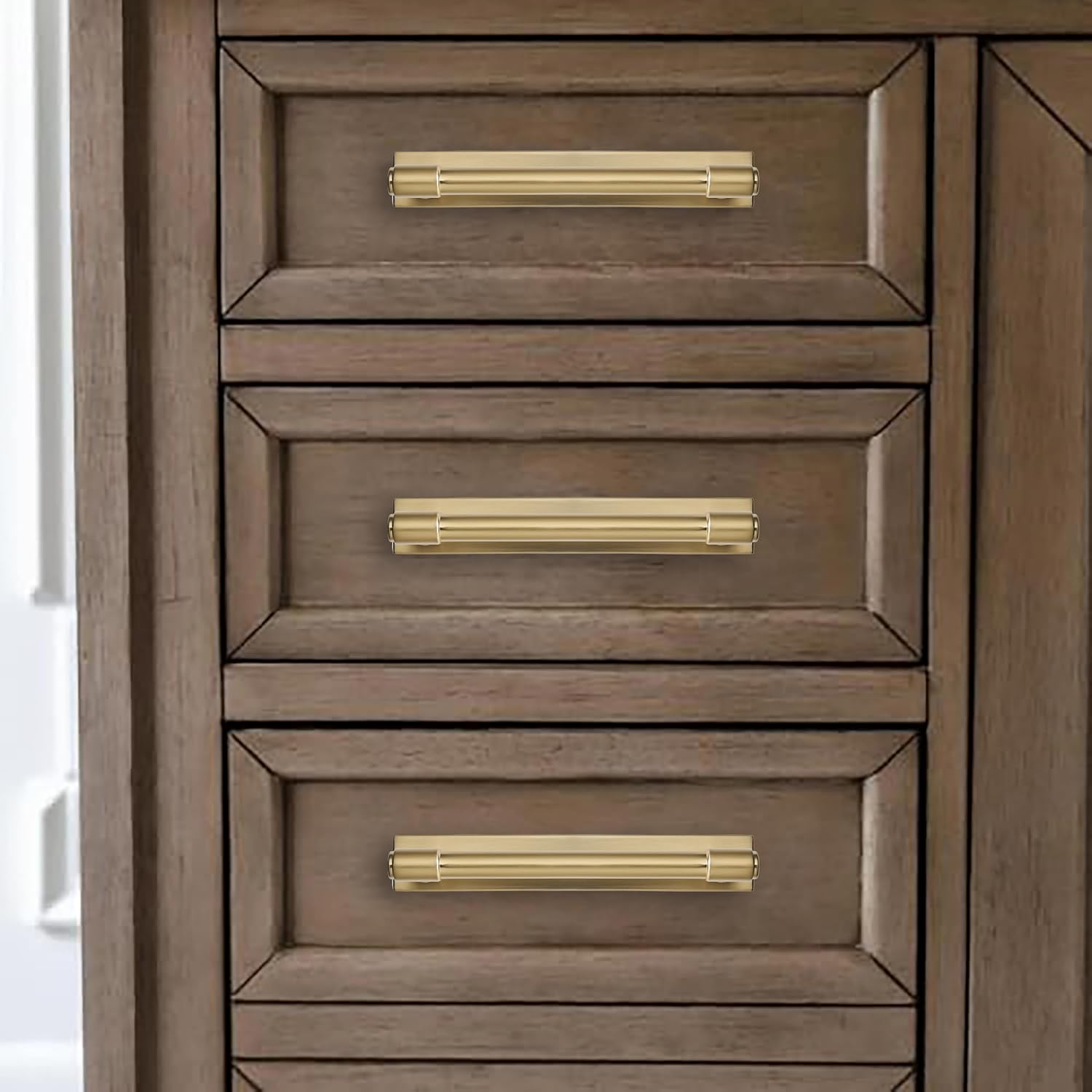 5 Pack 5 inch (128 mm) Center to Center Champagne Bronze Cabinet Pull Backplate with Base Plate Zinc Solid Satin Brass