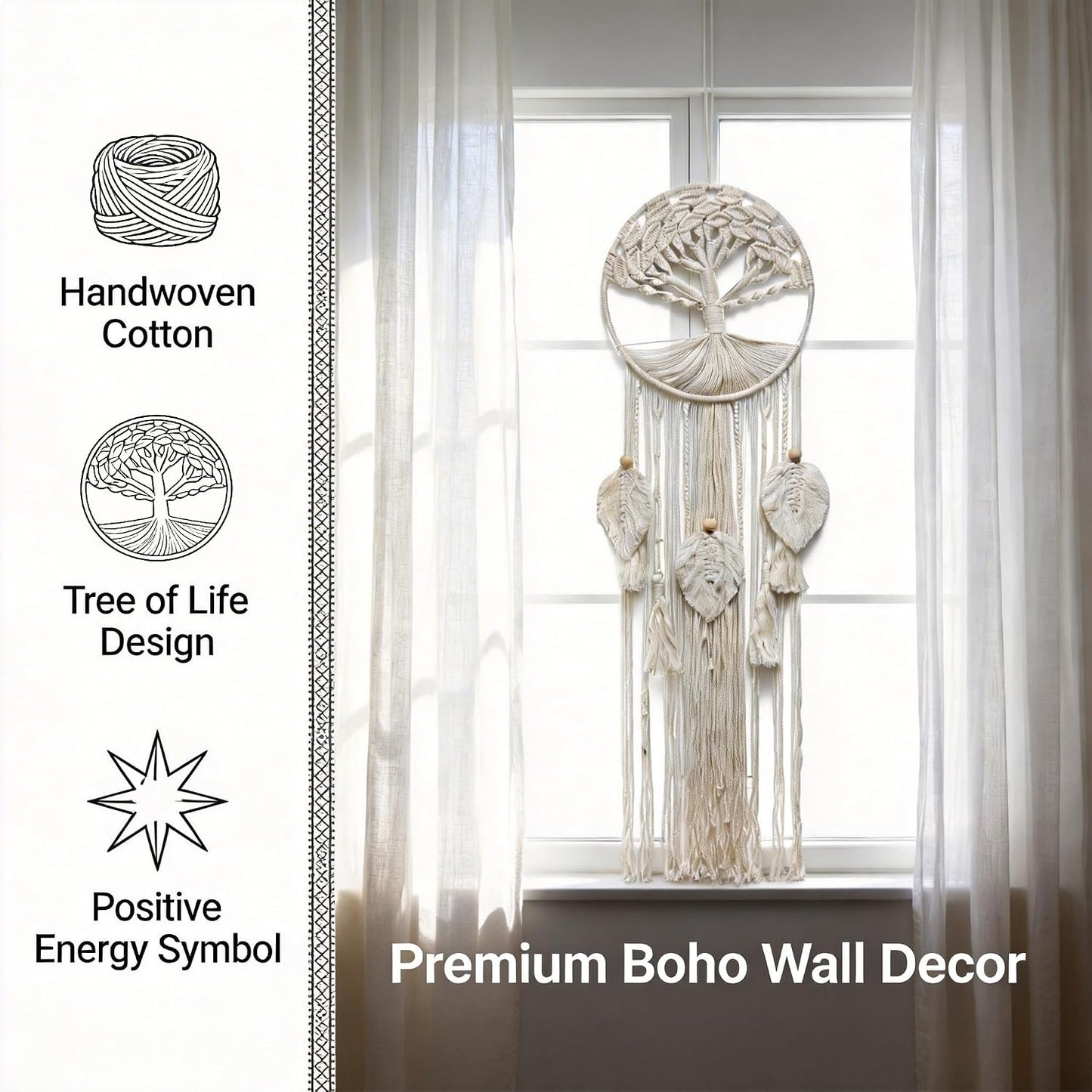 Macrame Wall Hanging Dream Catcher Tree of Life Boho Wall Art / 01-tree of Life