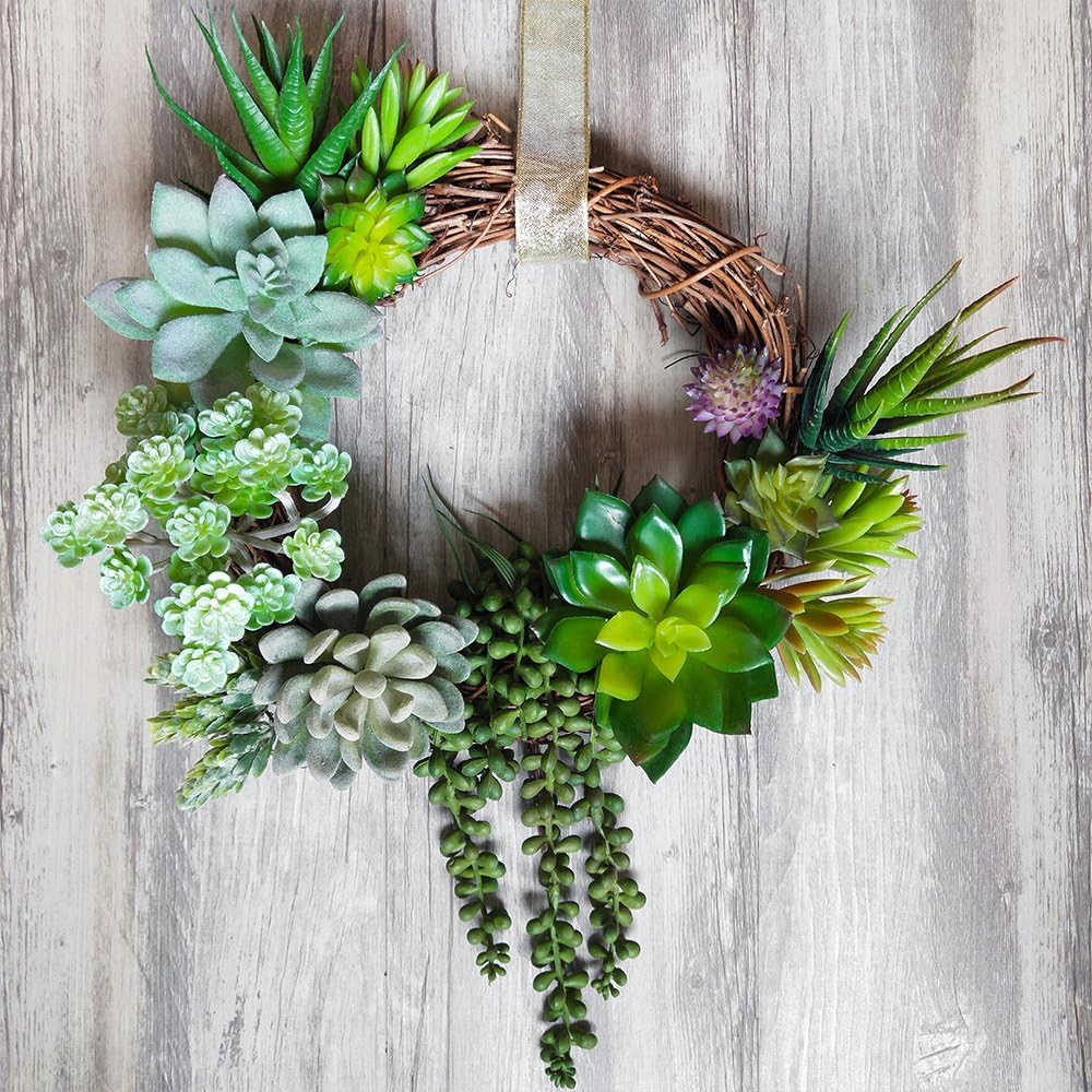 Winlyn Unpotted Fake Succulents Assorted Faux Succulent in Different Artificial / Green / Set of 6
