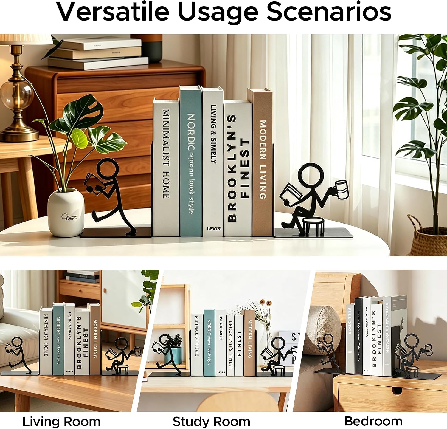 Foldable Metal Decorative Bookends / Bookworm