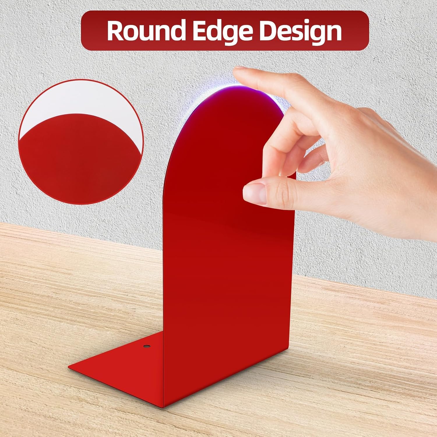 Metal Bookend / Bookends / Red / Set of 8