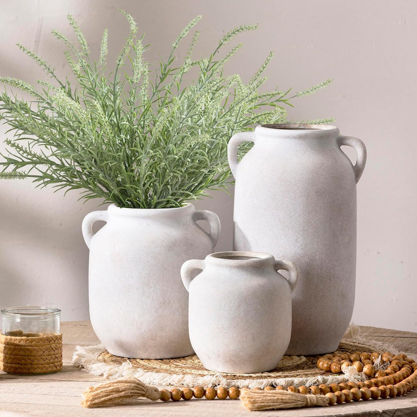 Farmhouse Rustic Table Vases / 7.6" Rustic / White / 7.6 Inch