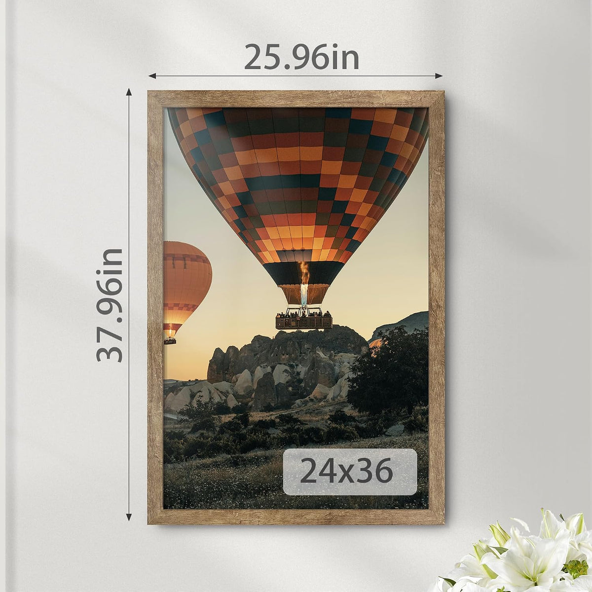 24x36 Poster Frame Natural Woodgrain Brown, for Wall Mount, 1 Pack | with Plexiglass, Poster Frames 24 x 36 inches or