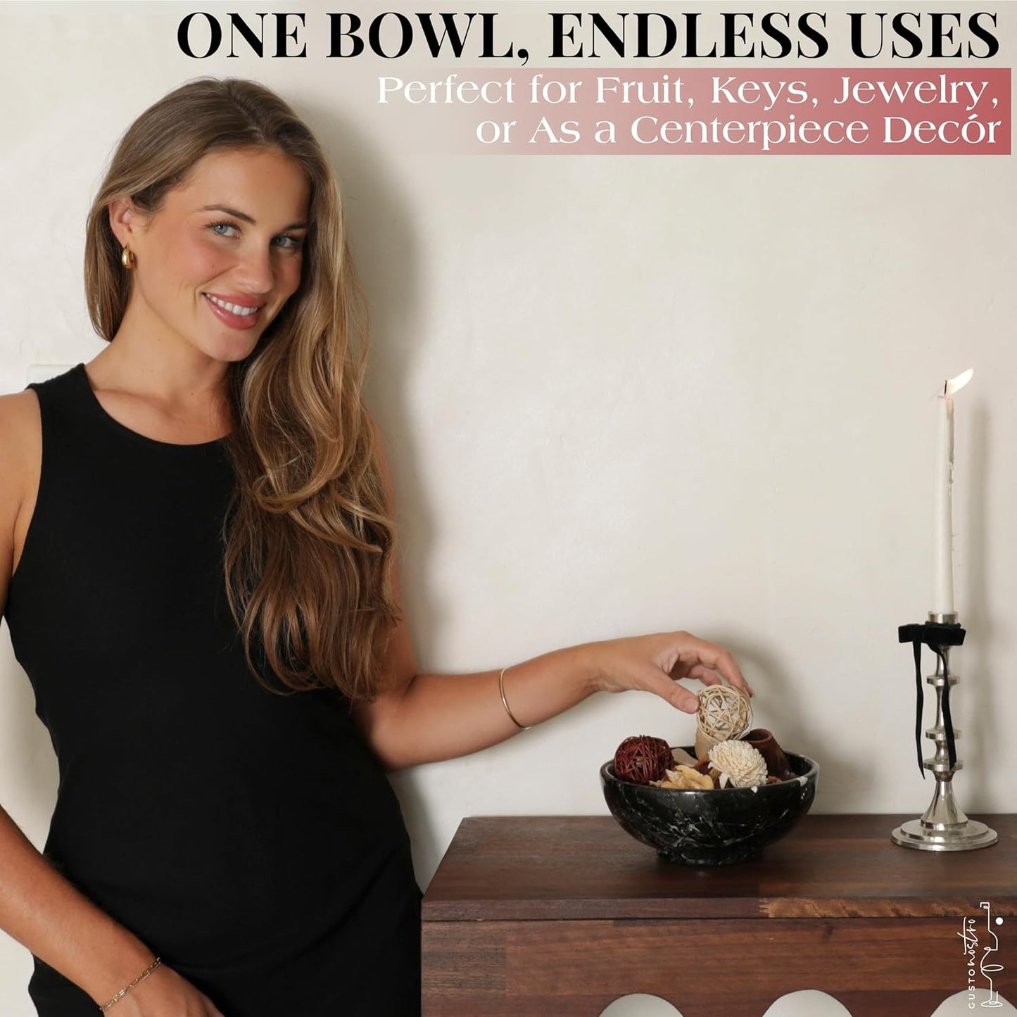 Elegant Modern Fruit Bowl / Black Zebra