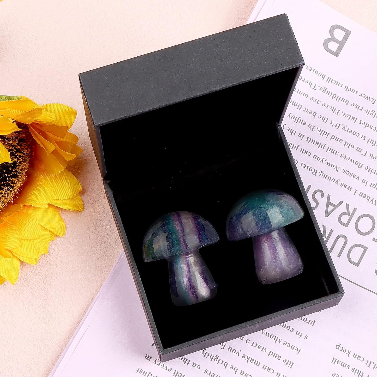 Mini Mushrooms Crystal Mushroom Sculpture Decor Gifts Home Decor Living Room / Rainbow Fluorite