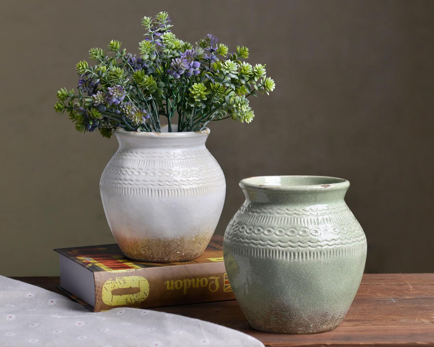 Boho Decorative Vases / White