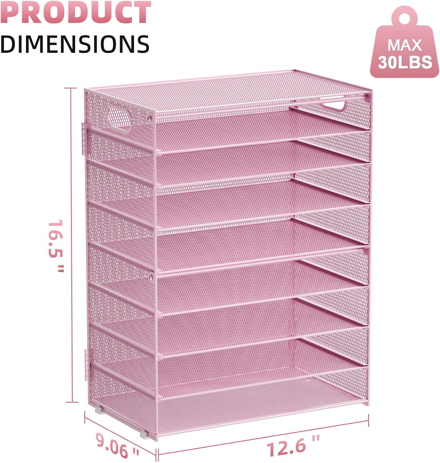 Marbrasse Paper Organizer Letter Tray, 9 Tier Mesh File Organizer with Handle, Paper Sorter Desk Organizer for Home
