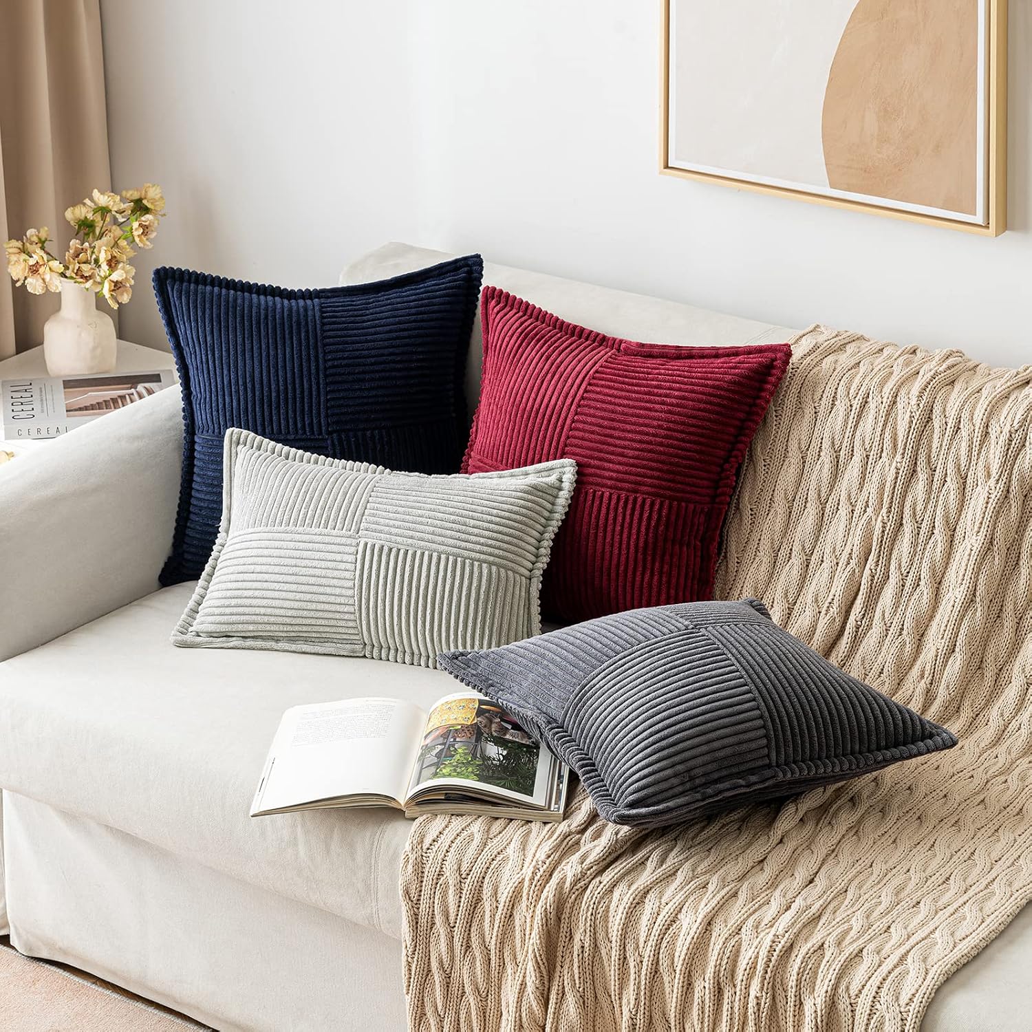 Decorative Throw Pillow Covers / 18 x 18 / Navy Blue / Set of 2