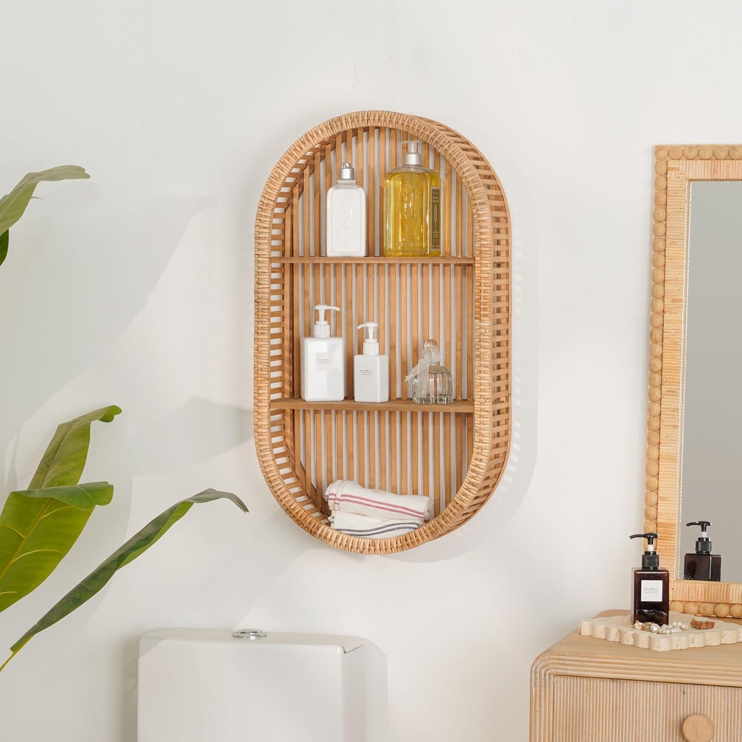 3 Tier Boho Oval Floating Shelf Handcraft Hanging Shelves