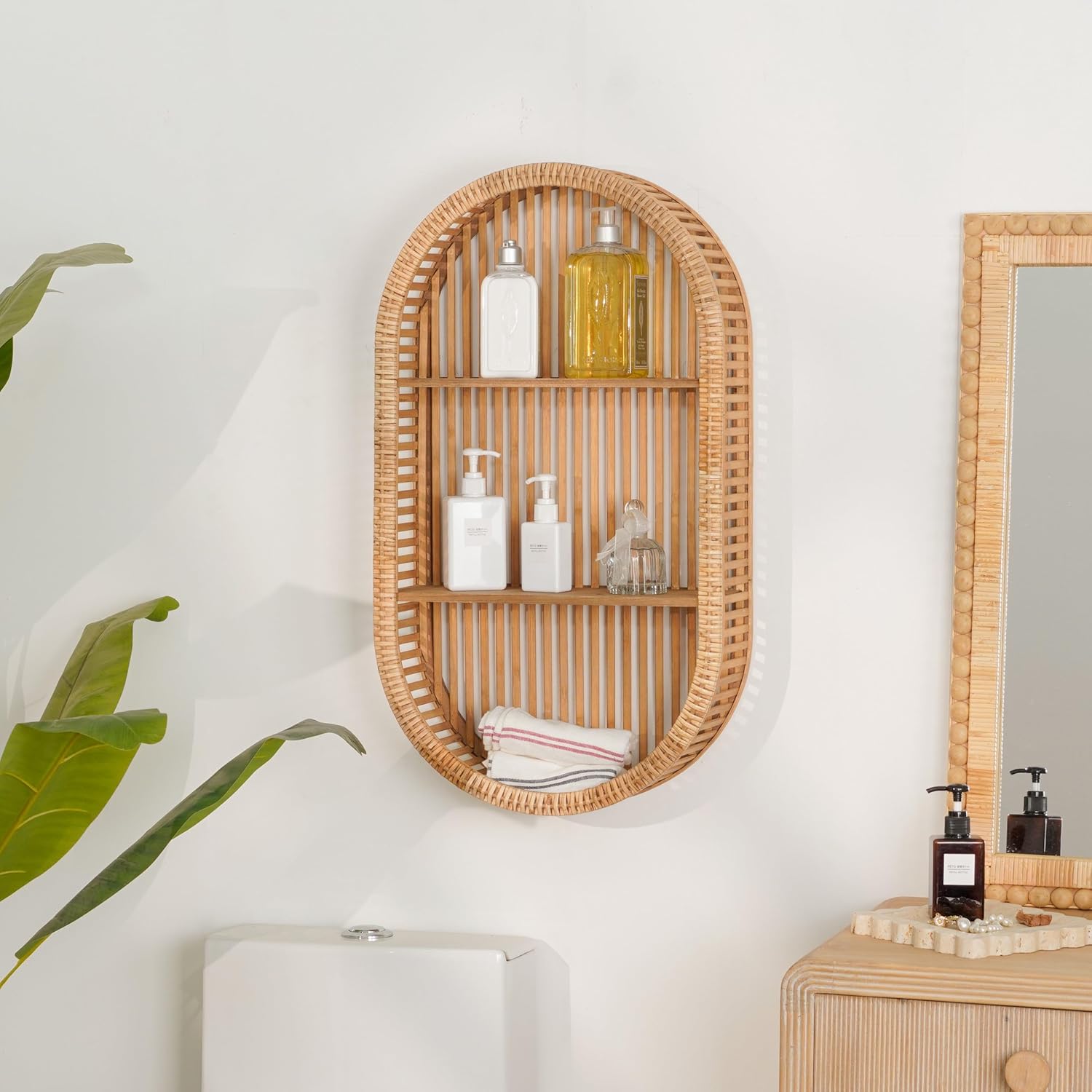 3 Tier Boho Oval Floating Shelf Handcraft Hanging Shelves