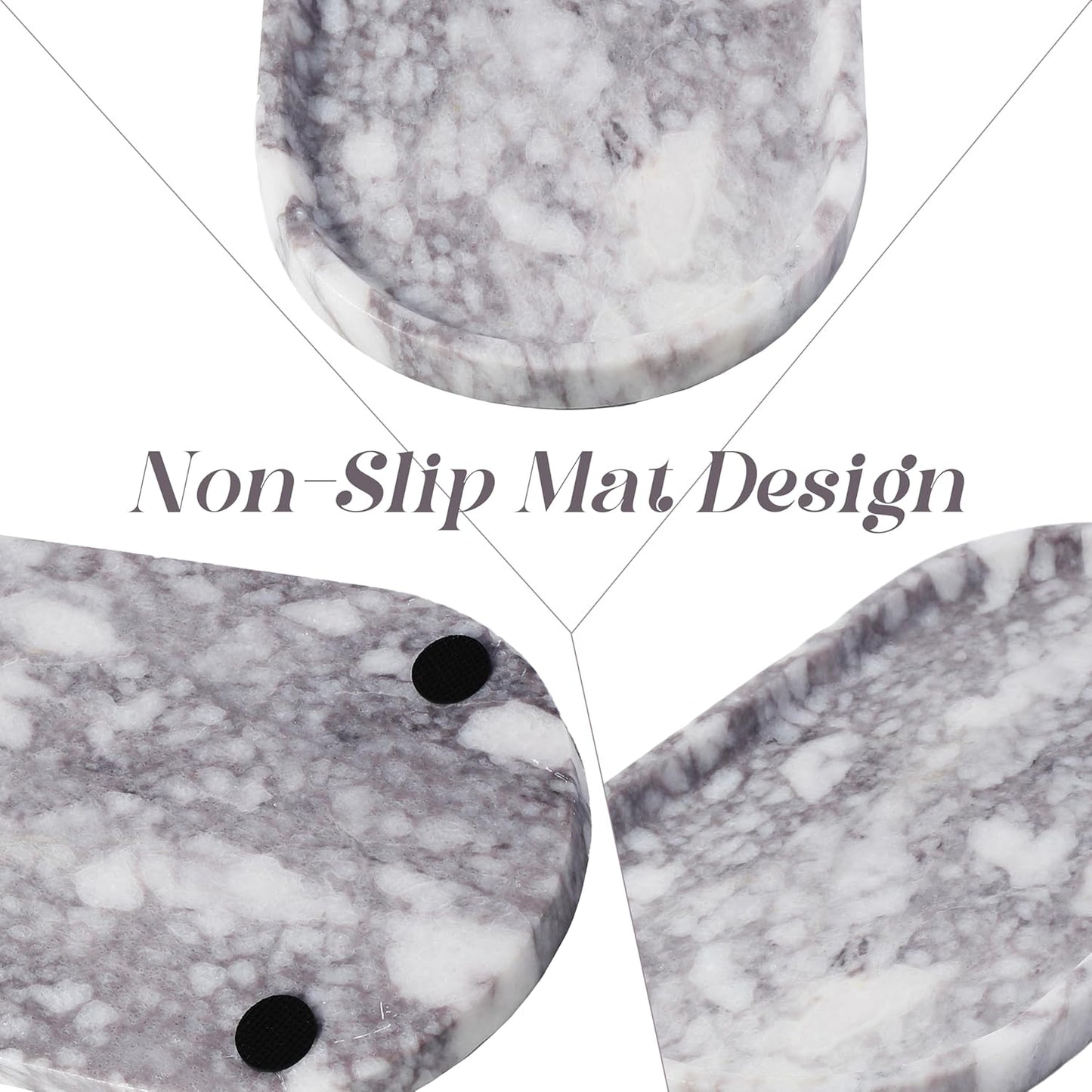 Real Natural Marble Vanity Tray / Calacatta Viola White / 10 x 5 x 0.7