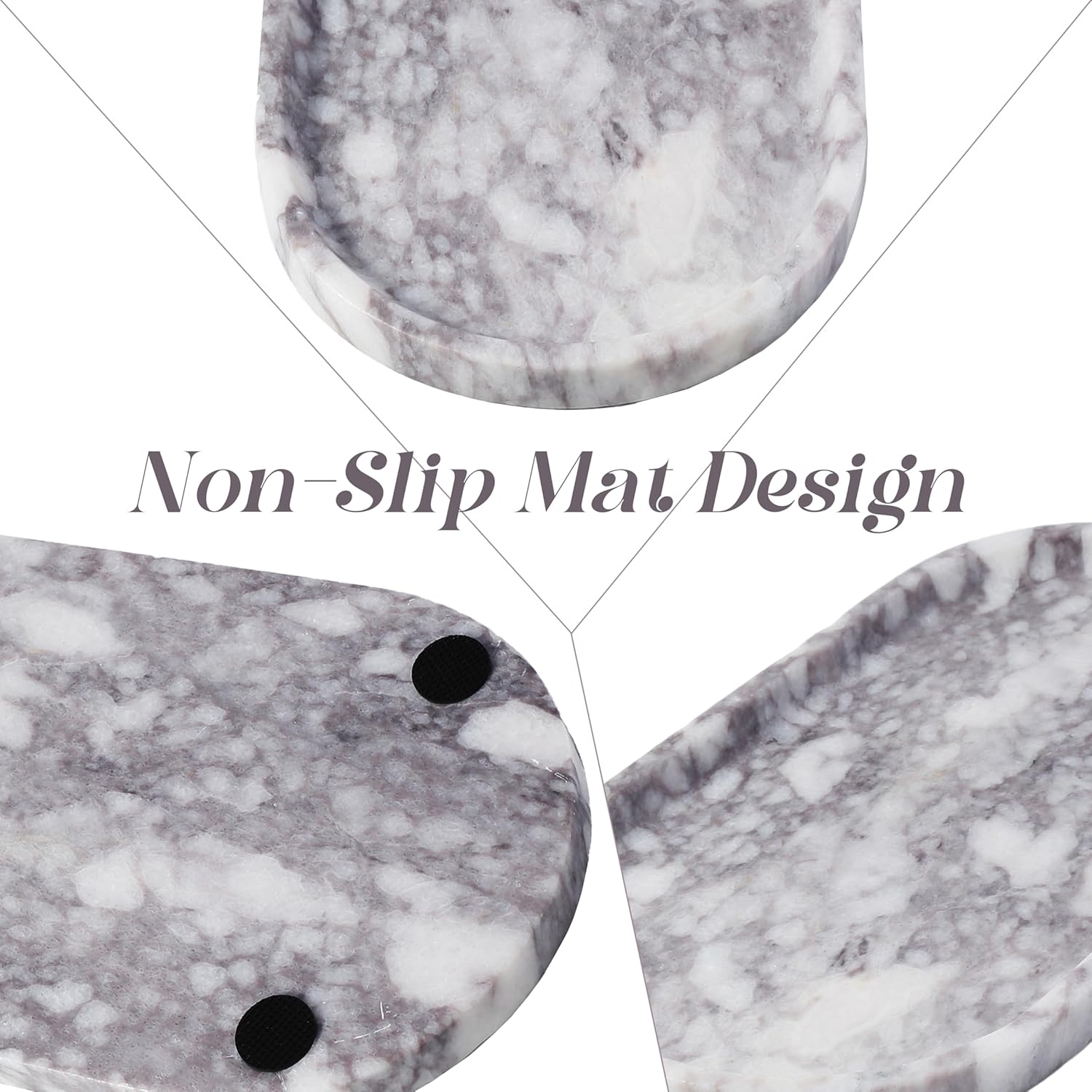 Real Natural Marble Vanity Tray / Calacatta Viola White / 10 x 5 x 0.7