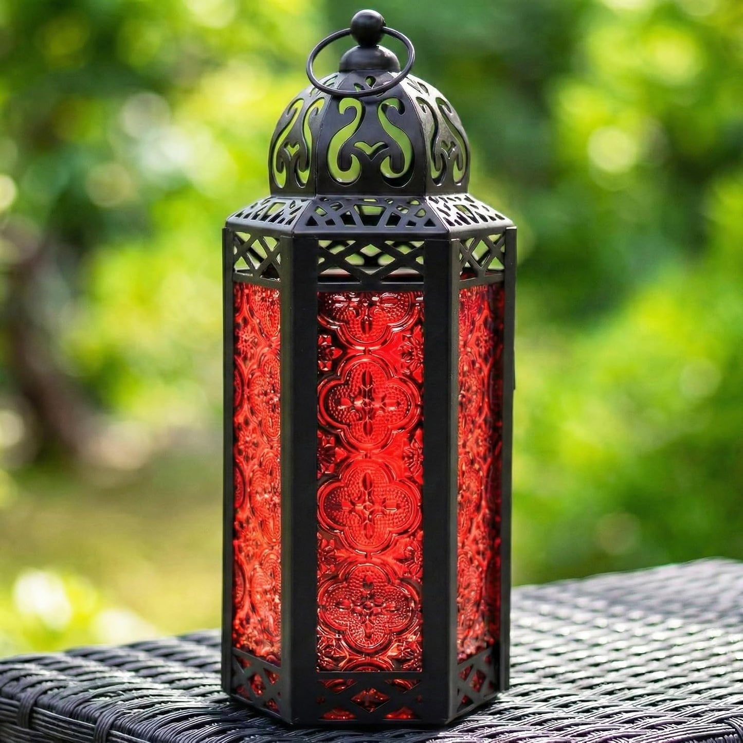 Vela Lanterns Decorative Indoor Moroccan Candle Holder, Red, M, 2-Pack | Gothic Dark Academia Decor, Whimsigoth