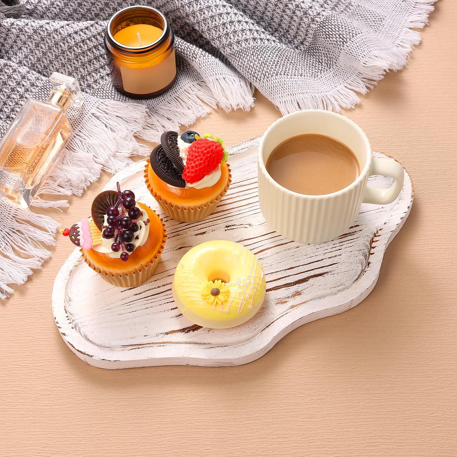 Cloud Wooden Jewelry Tray Trinket Dish / Retro White