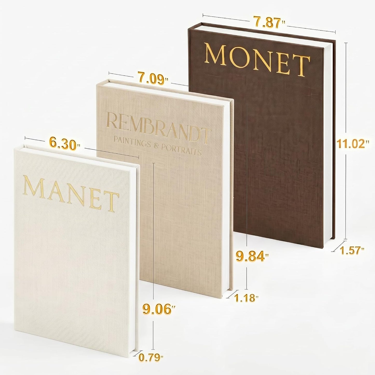 Linen Faux Book / Brown-beige-apricot / Set of 3