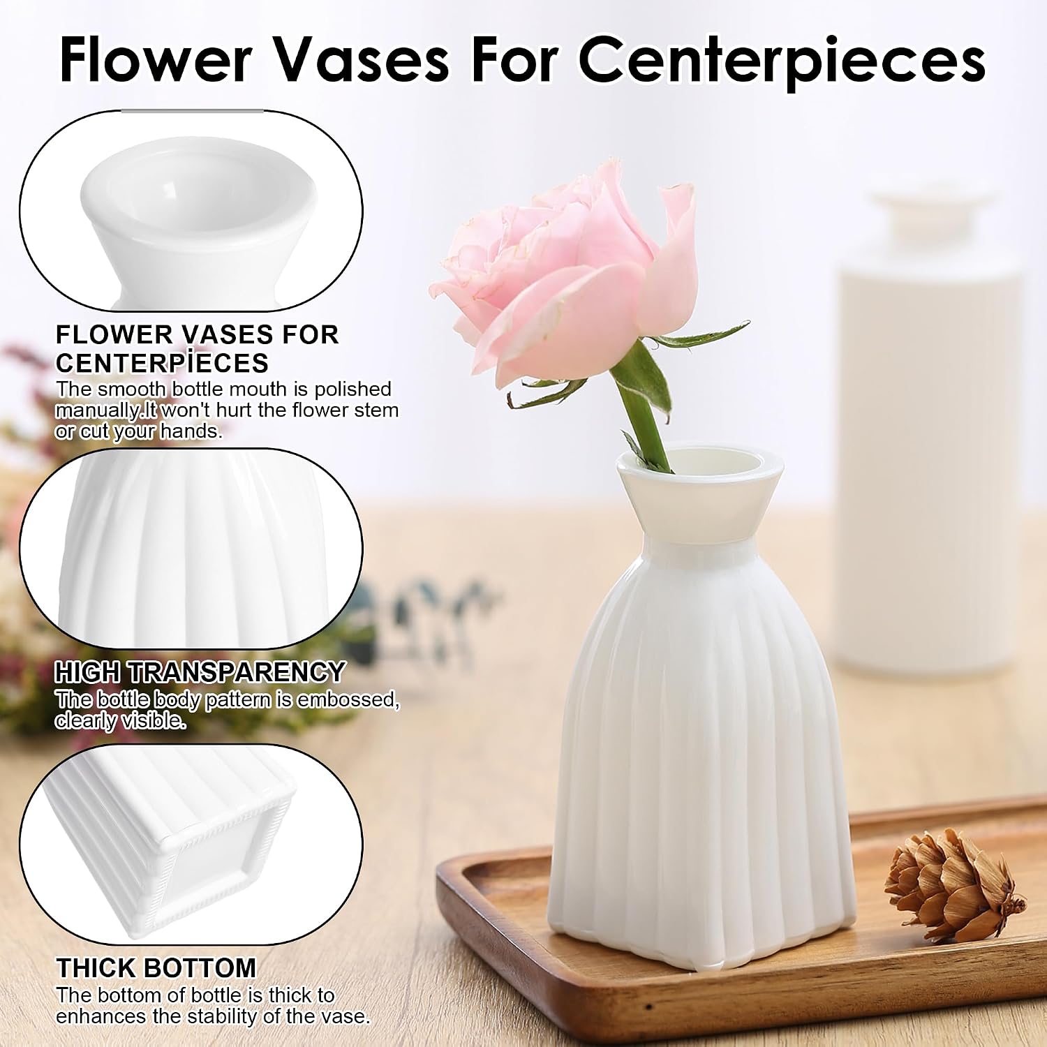 Vintage Small Glass Vases / White / Set of 10