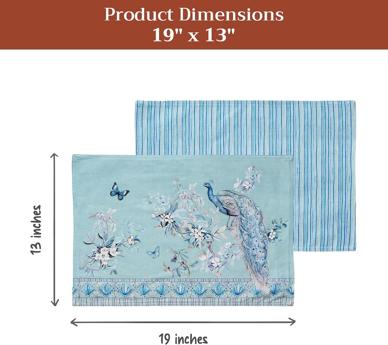 Maison d' Hermine Placemats Set of 4 Reusable 100% Combed Cotton (13"x19") | Cloth Place Mats Washable Table Mats for