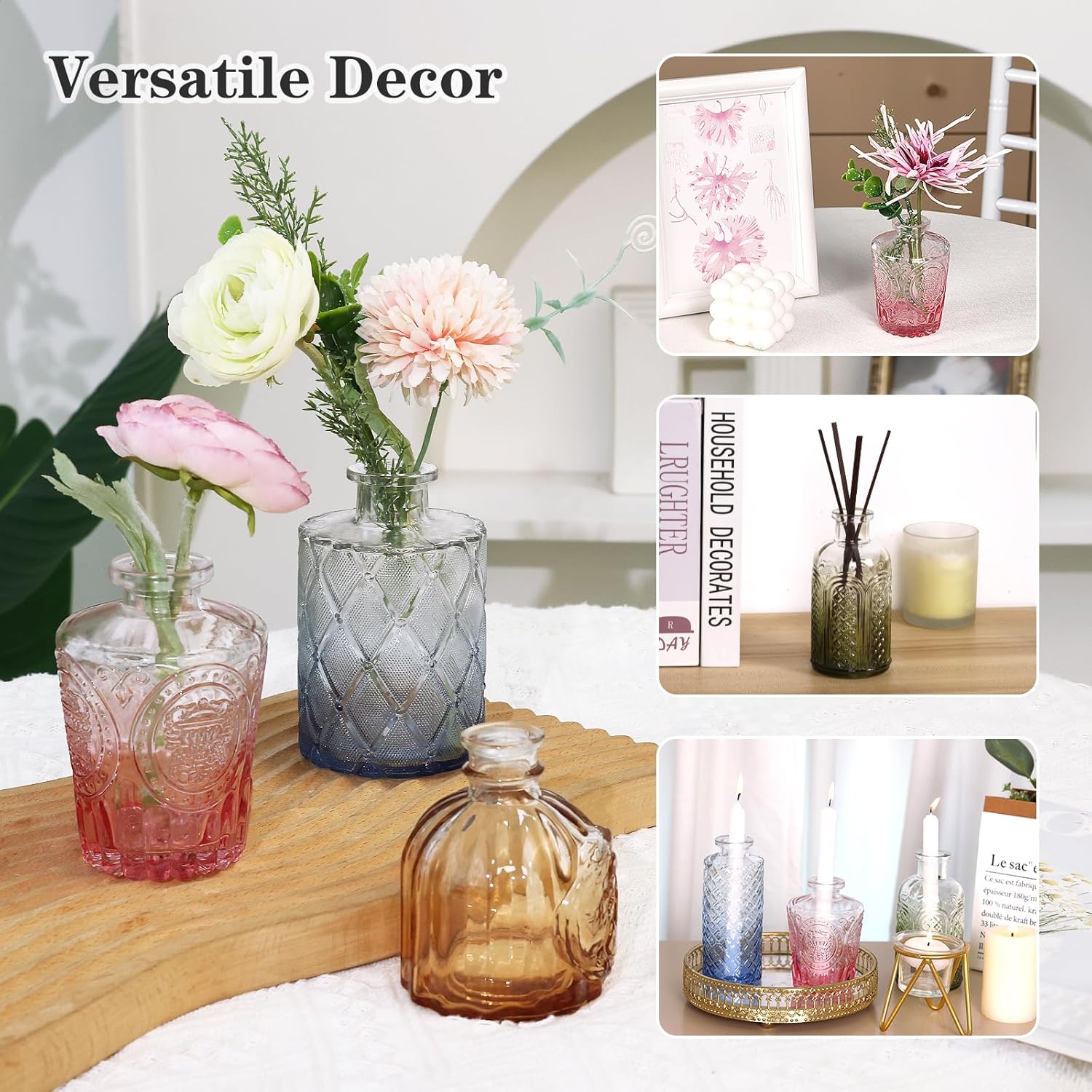 Colorful Glass Bud Vases / Multicolor / Set of 12