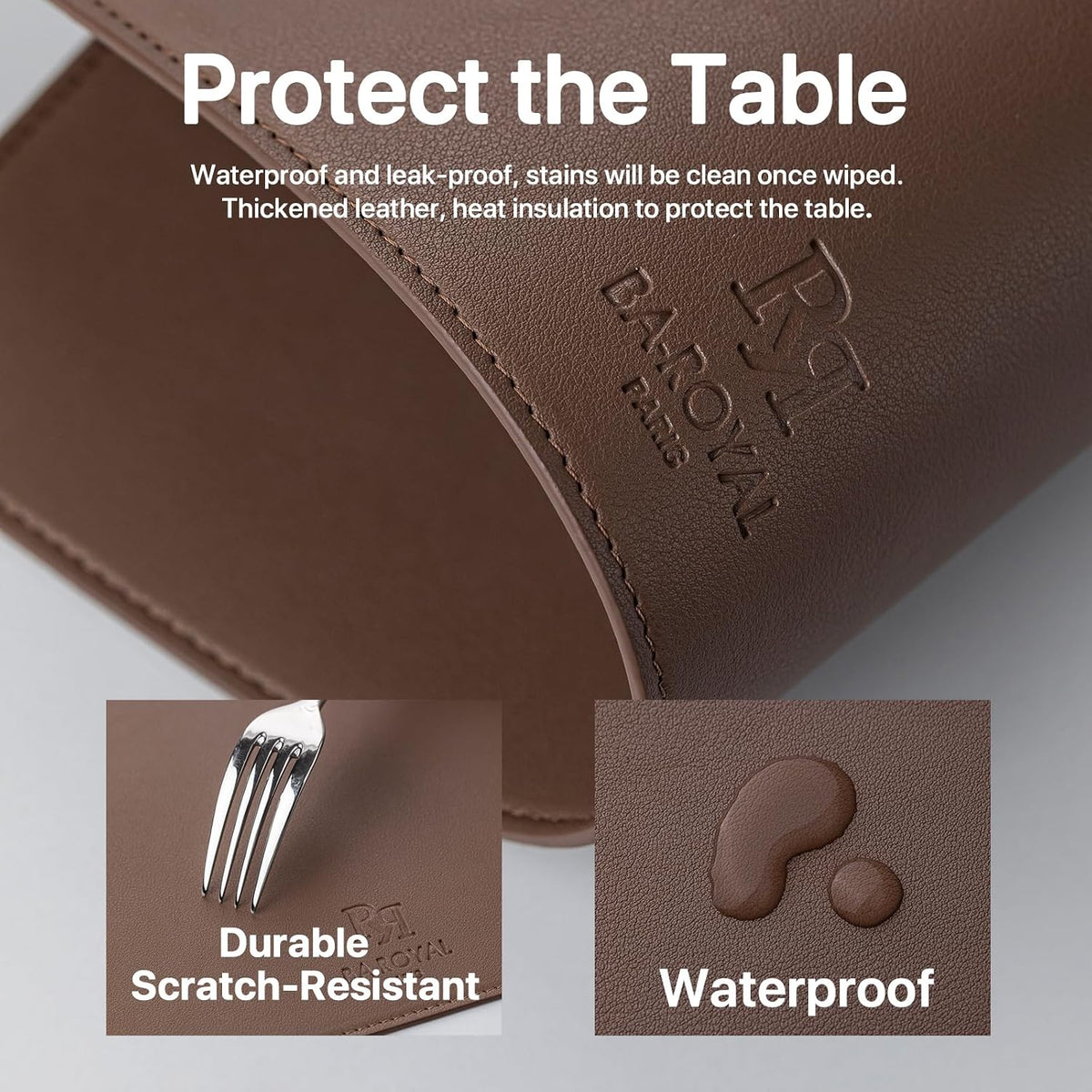 Baroyal Faux Leather Placemats Set of 12 Vinyl Washable Wipeable Table Mats for Kitchen Dining Table Heat Resistant