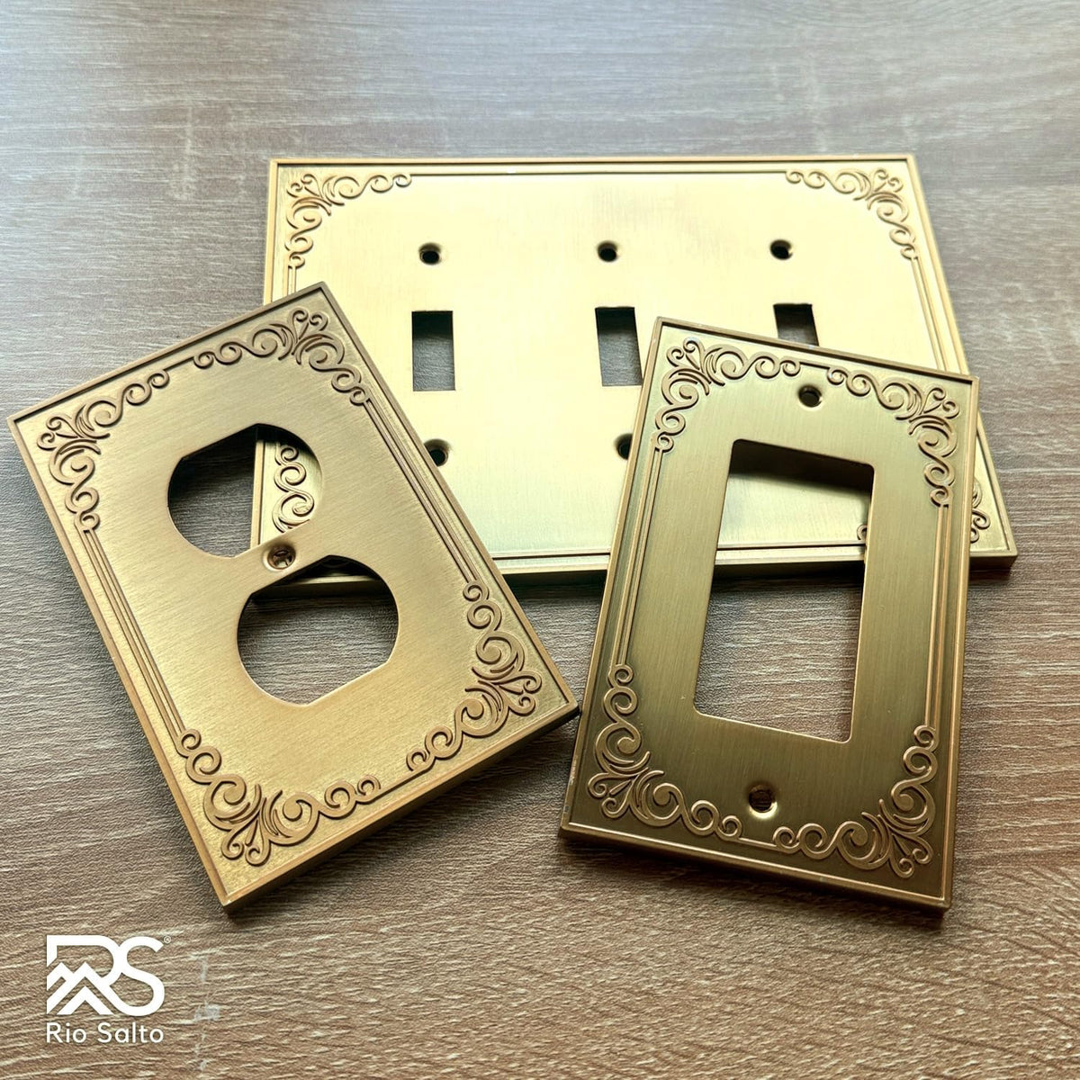 Rio Salto Gold Decorative Outlet Covers Light Switch Cover Plate Duplex Receptacle Wall Plate Metal Wall Plates 1 Gang