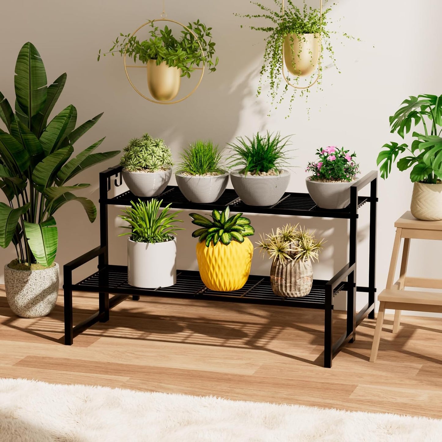 Garden 4 you 2-Tier Metal Plant Stand, Stackable Heavy Duty Flower Rack | 2-tier tall design for multiple