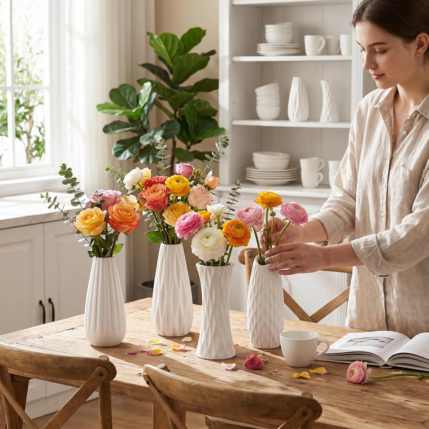 Ceramic Bud Vase / Ceramic Vase Set / White / Set of 12