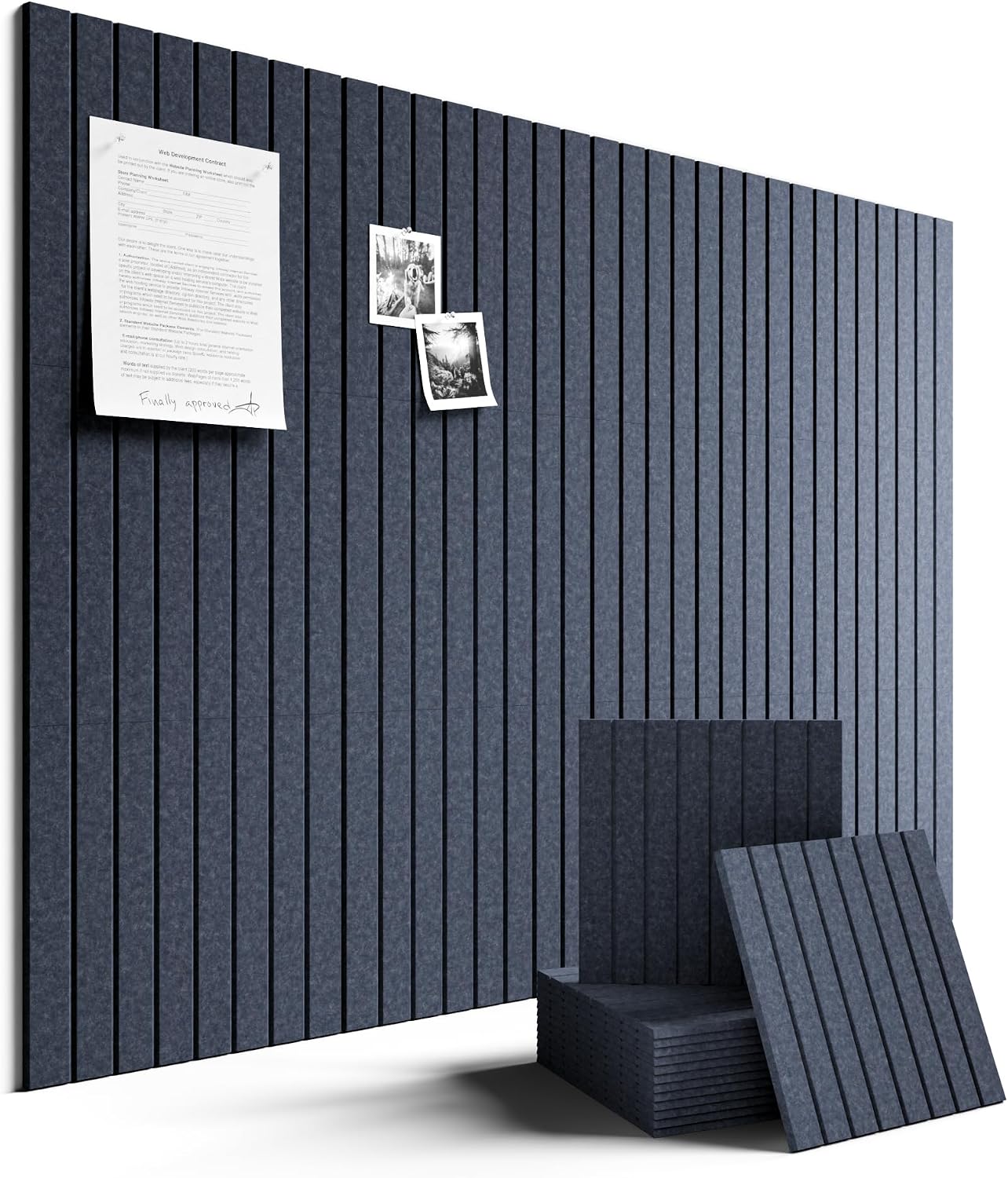 Fluxynara 48" x 36" Large Felt Bulletin Board, Navy Blue