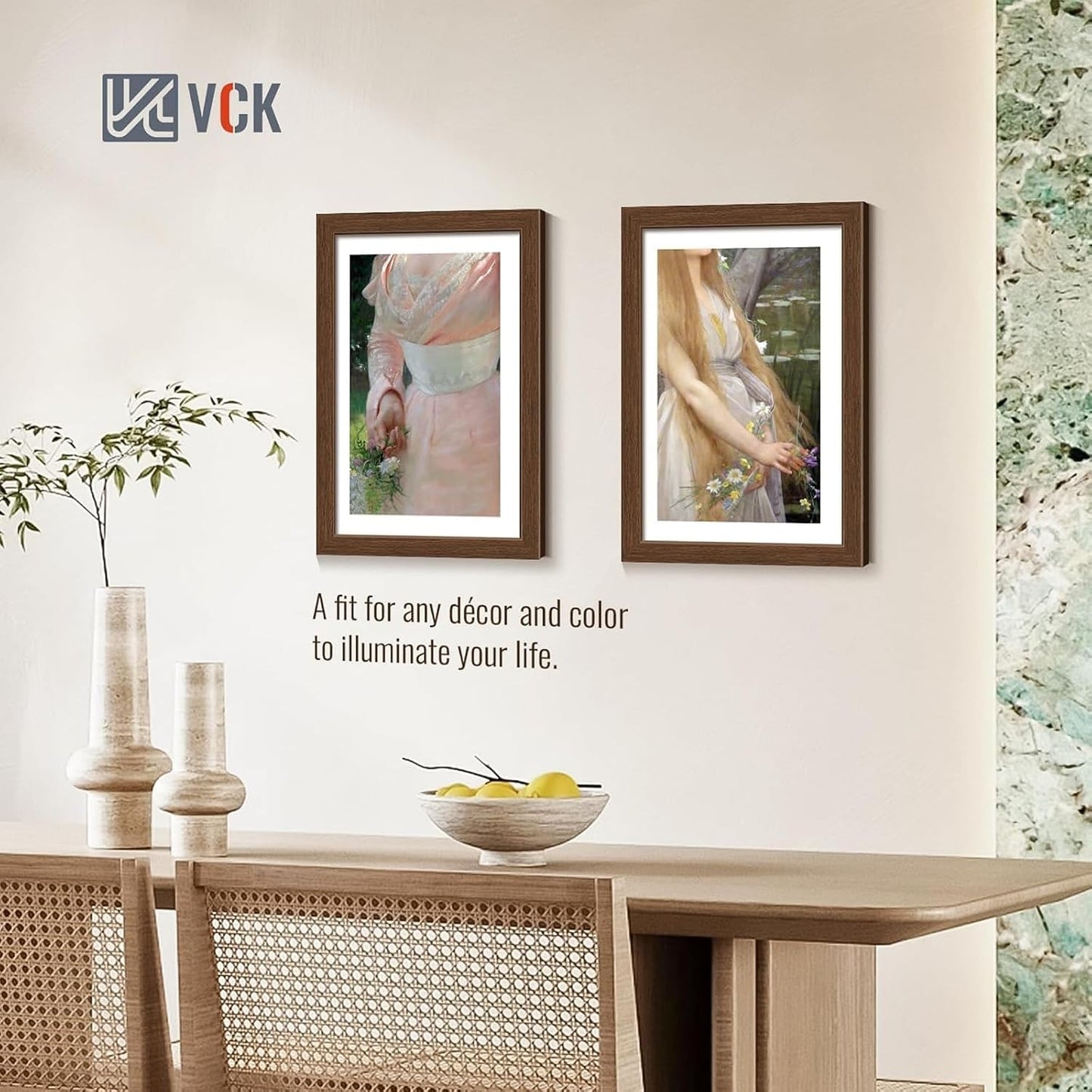 VCK 12x18 Frame Brown 4 Pack, Wide Thick Wood Border, for Poster/Print | Exclusive Woodgrain, Wall Hanging, HD