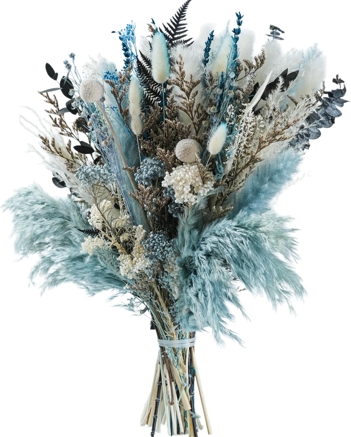 Dried Flowers / Eucalyptus & Reeds Bouquet for Boho Rustic Home Decor / Light Blue