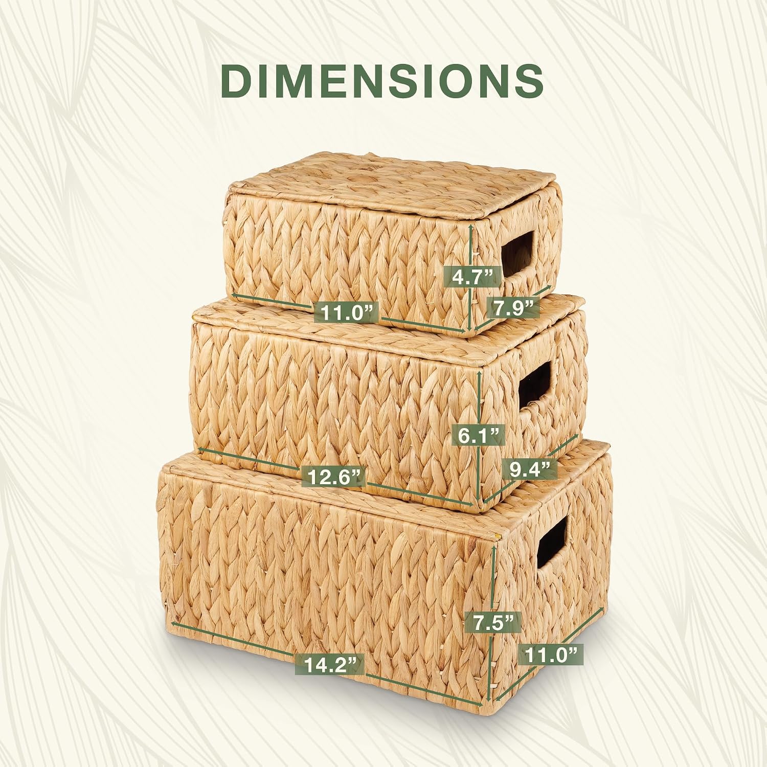 Wicker Baskets / Woven Storage Basket / Natural Hyacinth / Set of 3