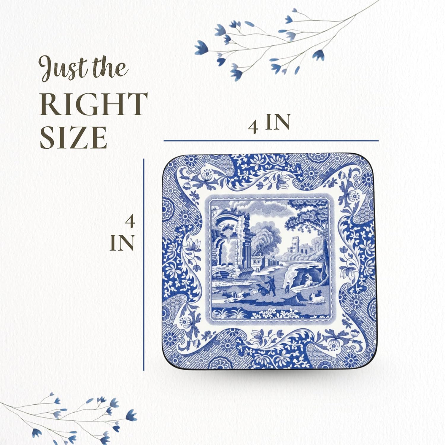 Coasters / 4.25" Square Coaster / Blue Italian / Set of 6