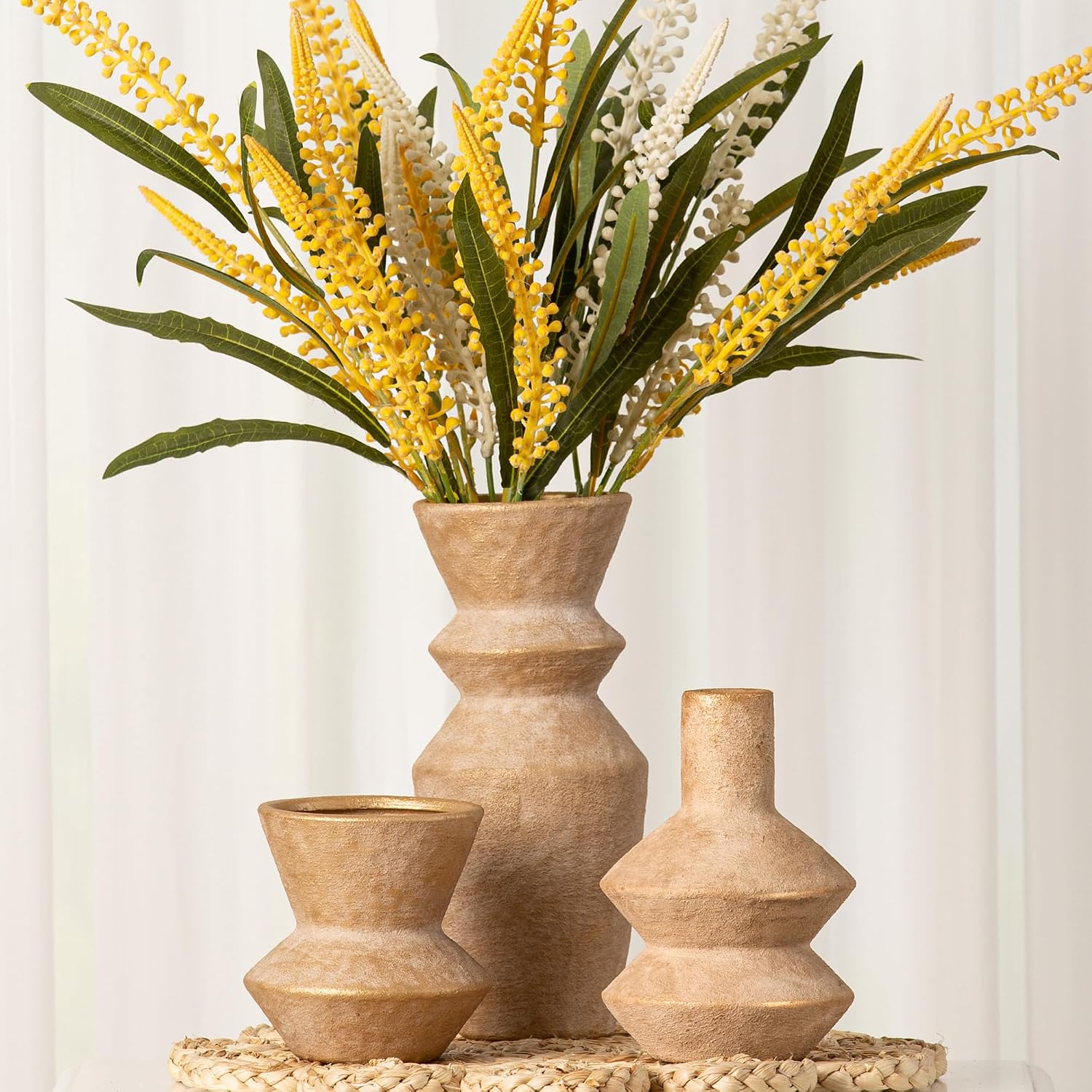 Ceramic Vase Home Table Decor / 10-gold / Set of 3
