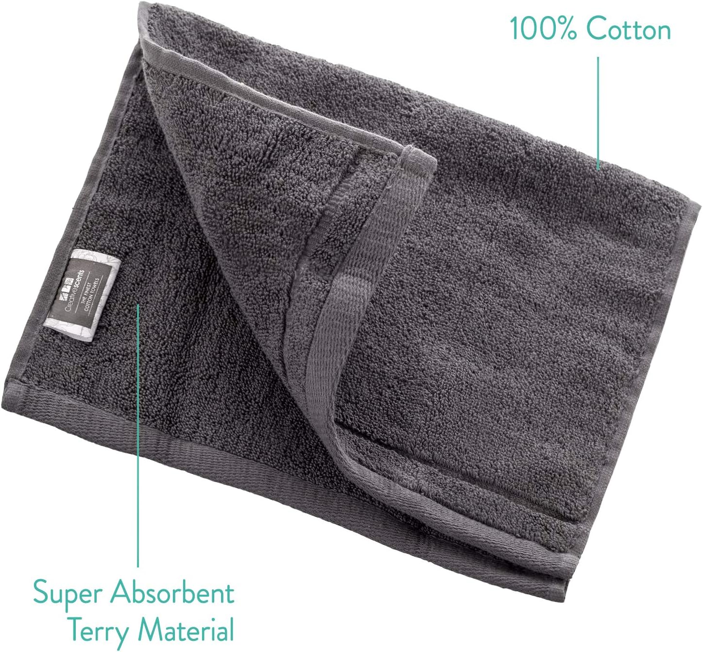 Creative Scents Cotton Fingertip Towels Set - 4 Pack - 11 x 18 Inches Decorative Small Extra-Absorbent and Soft Terry